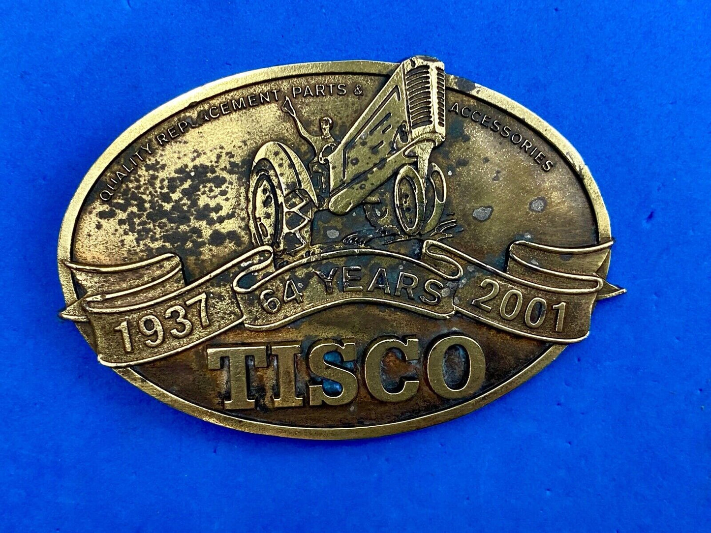 64 years - Tisco Tractor Implement Supply Spec Cast Farming Belt Buckle