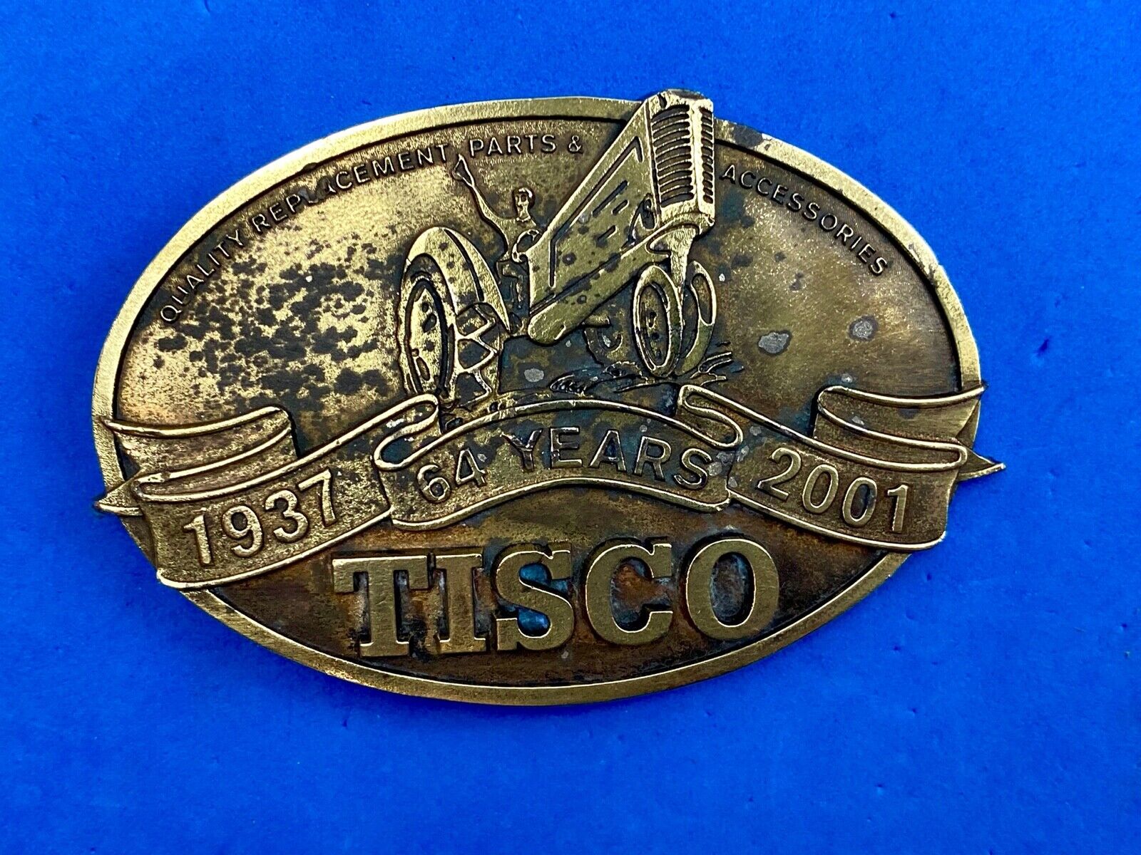 64 years - Tisco Tractor Implement Supply Spec Cast Farming Belt Buckle