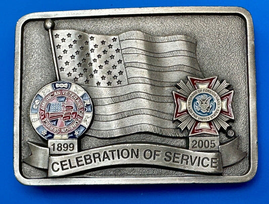 Veterans of foreign wars Celebration of Service Vintage Belt Buckle  1899 - 2005