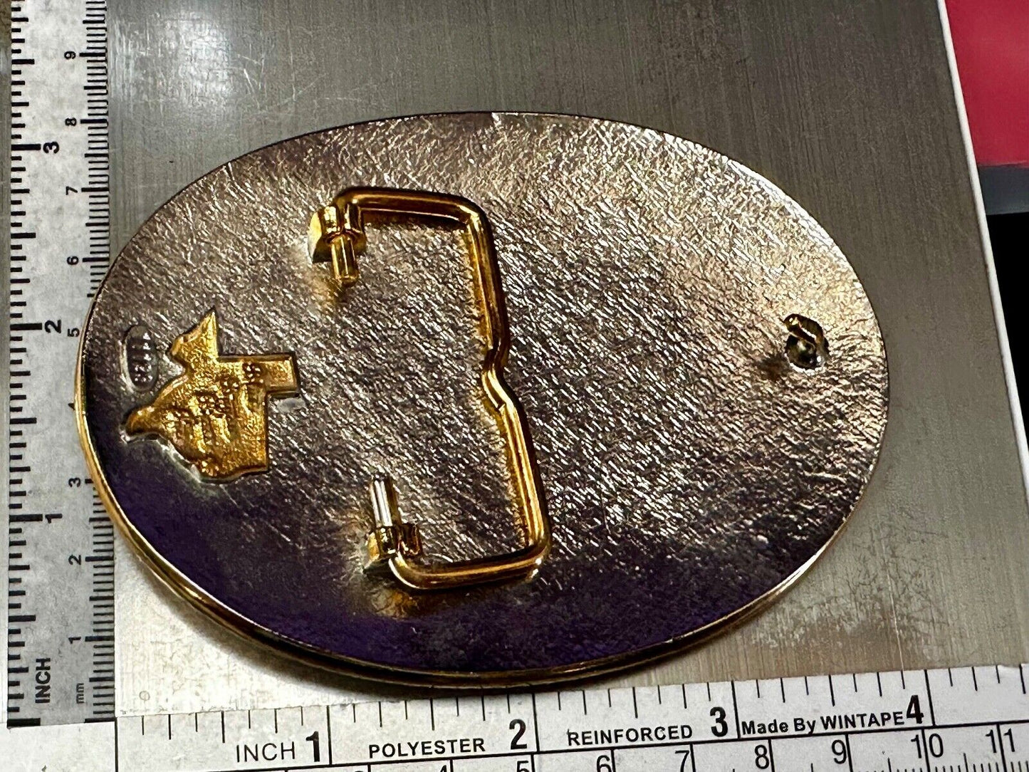 UA Company Logo Floral Flower Design Gold & Silver Tone Vintage Belt Buckle