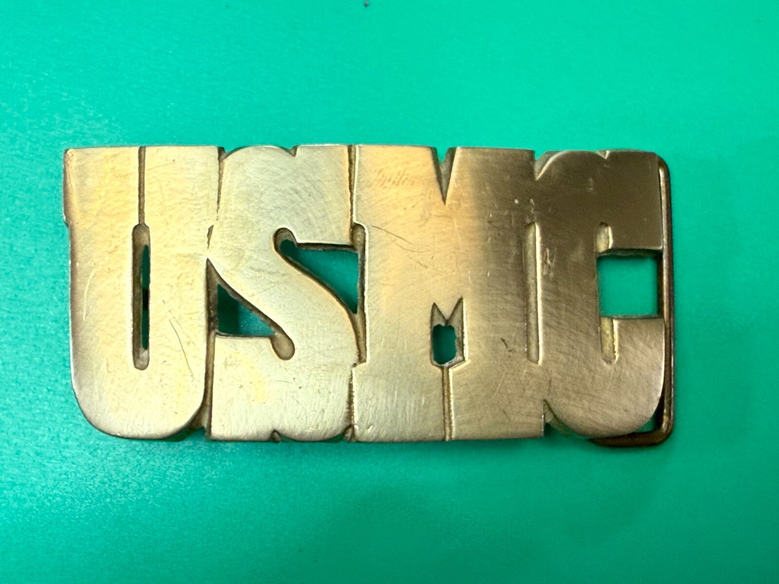 USMC United States Marine Corps Block Letters Military Solid Brass Belt Buckle