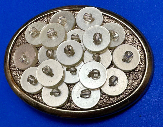 Artisan BUTTONS - seamstress silver tone oval belt buckle