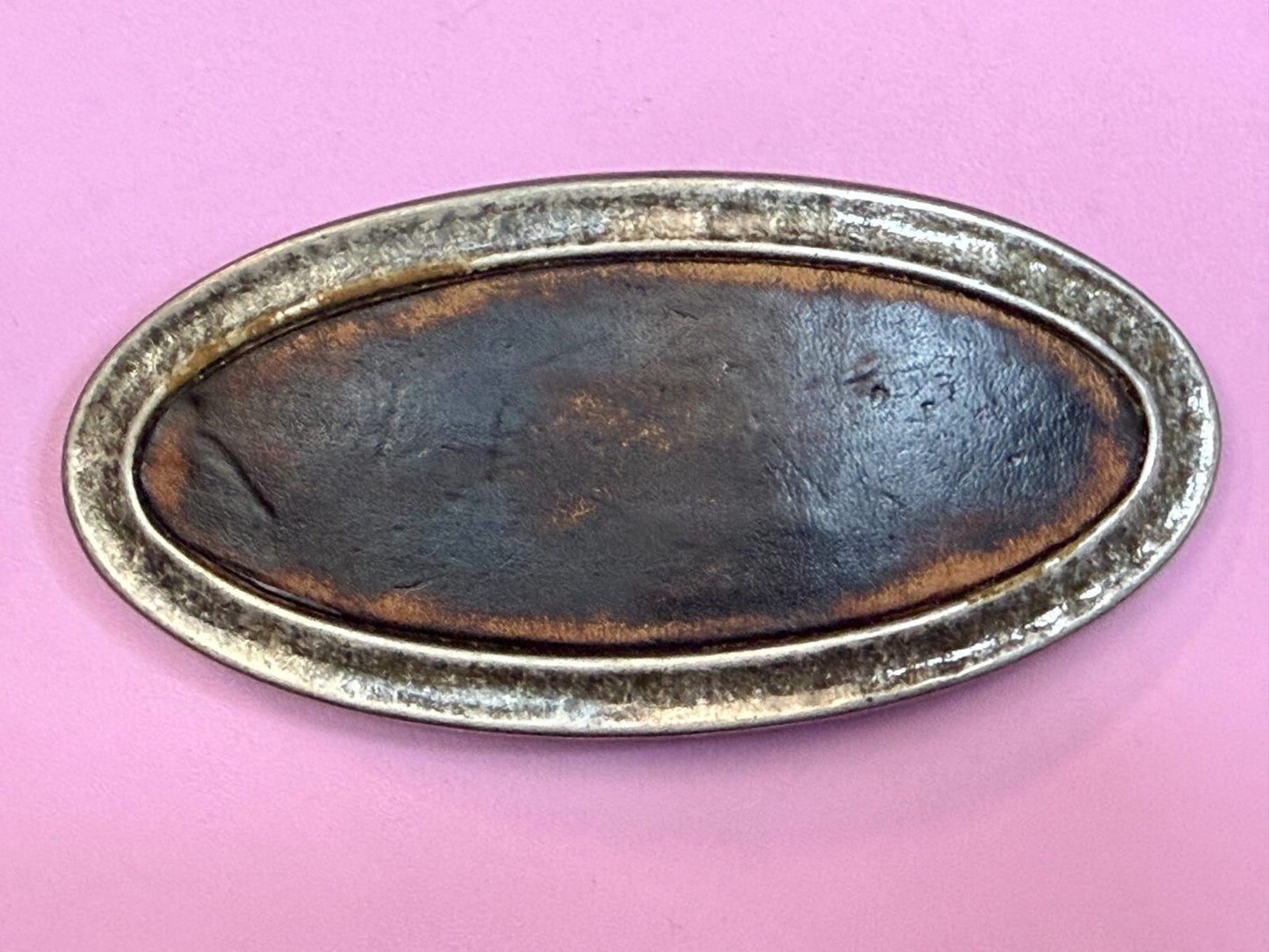 4.5" Wide Retro Simple Plain Faux Leather on Metal Silver Color Belt Buckle