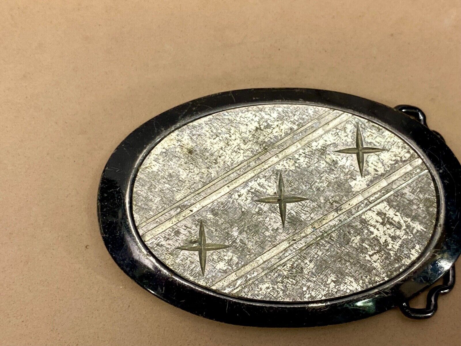 Three Stars - Star Light Star Bright Silver Color Oval Belt Buckle 