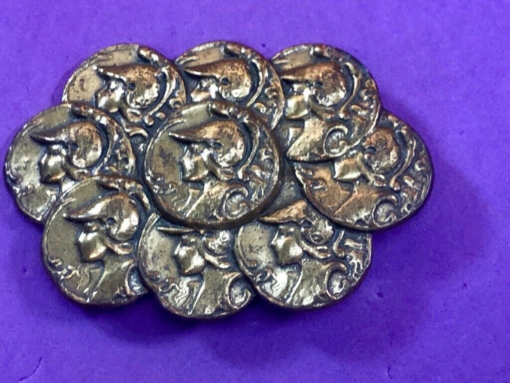 Vintage faux roman -  coin cluster style  belt buckle 