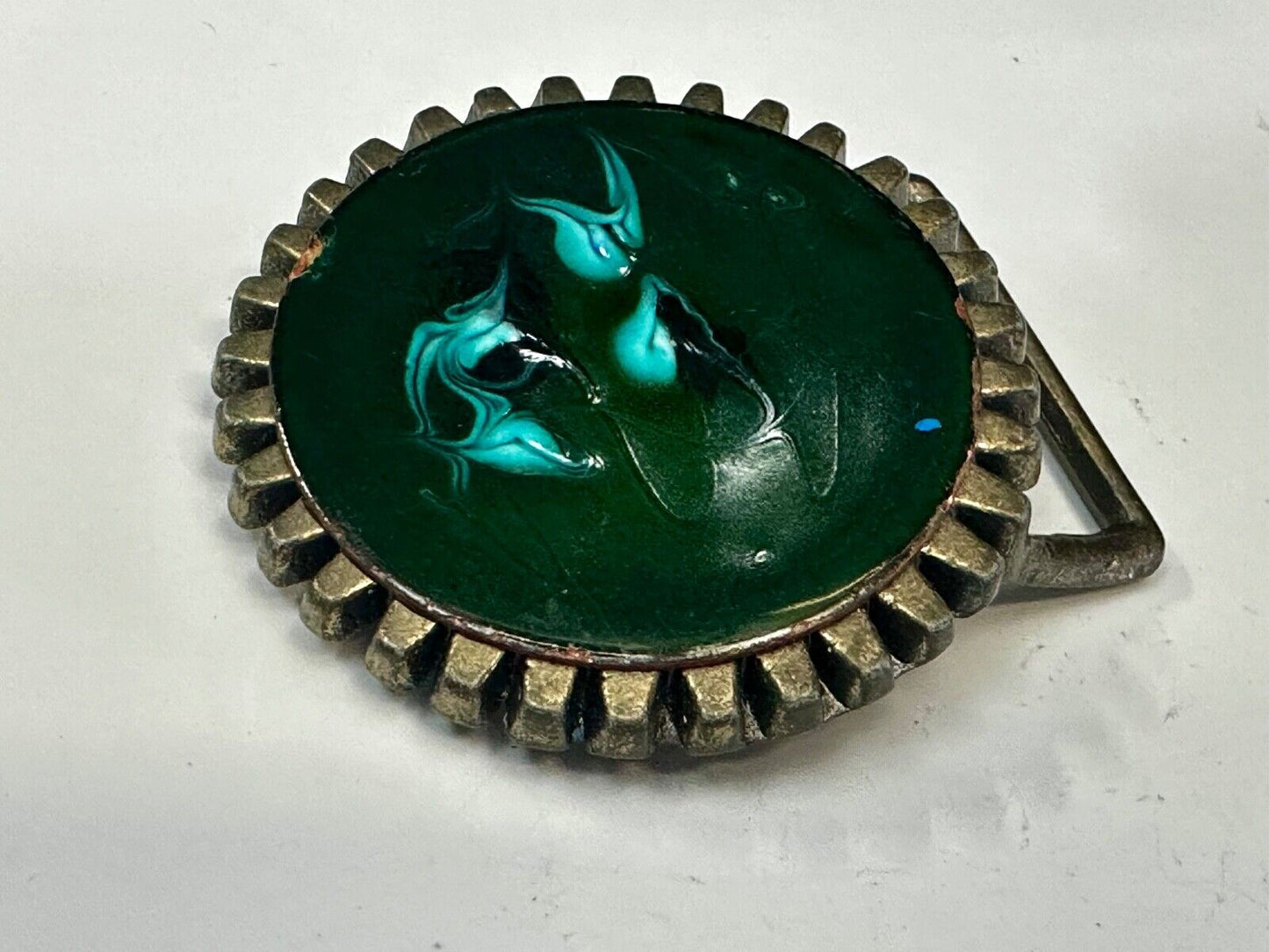 Artisan Metalworker Green Email Art Project - Beautiful Vintage Belt Buckle