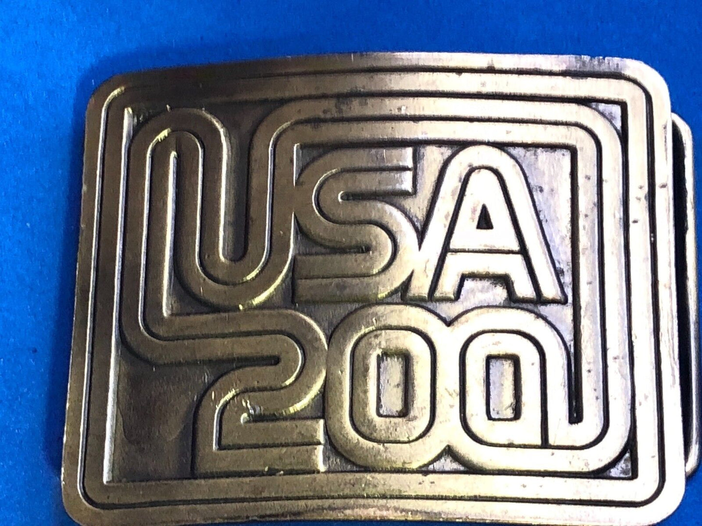  USA 200 Retro Vintage 1970’s Commemorative belt buckle - Brass Co Elk Grove IL