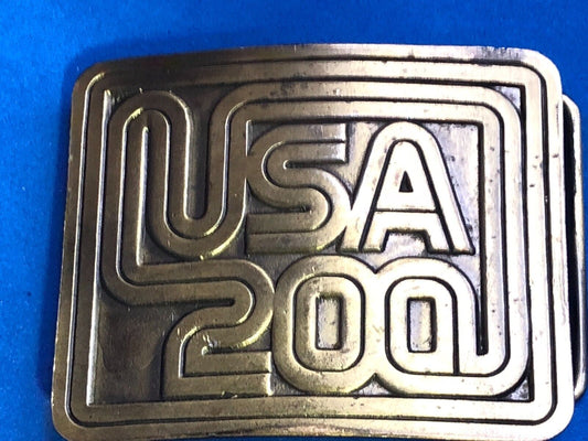  USA 200 Retro Vintage 1970’s Commemorative belt buckle - Brass Co Elk Grove IL