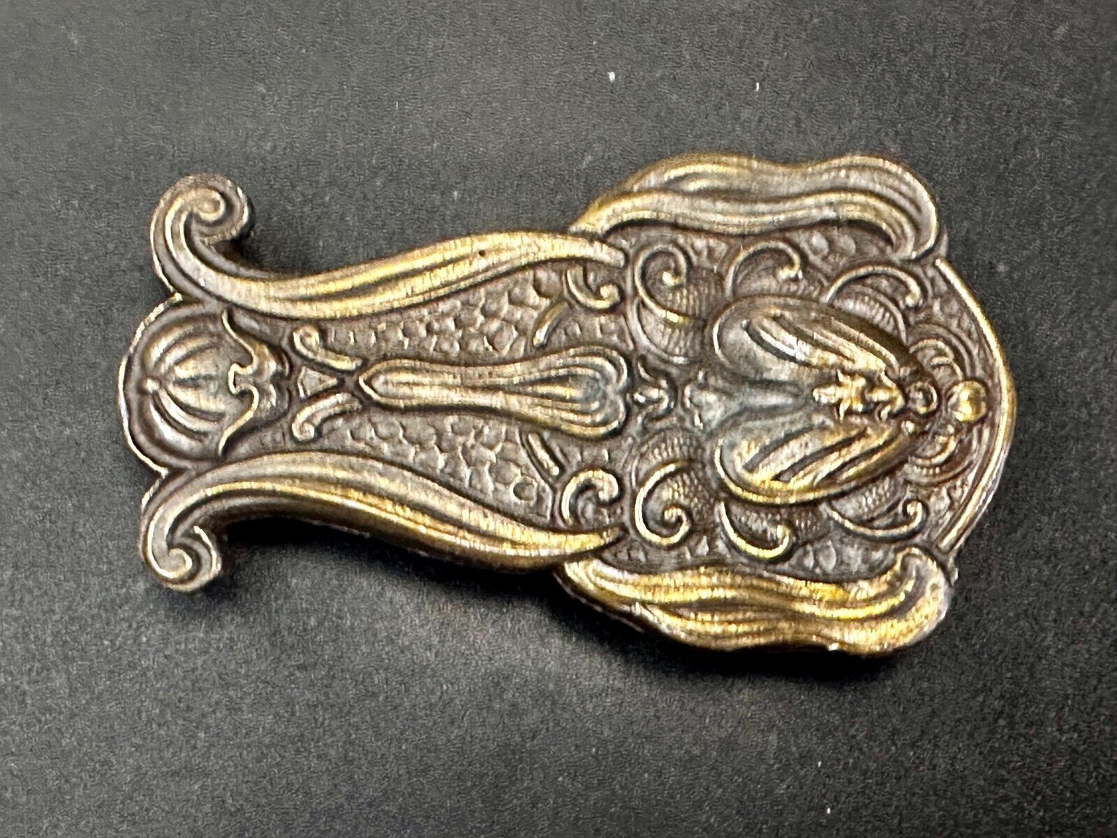 Antique Art Nouveau Ornate Floral Theme Vintage Bergamot Belt Buckle BBW  F-72