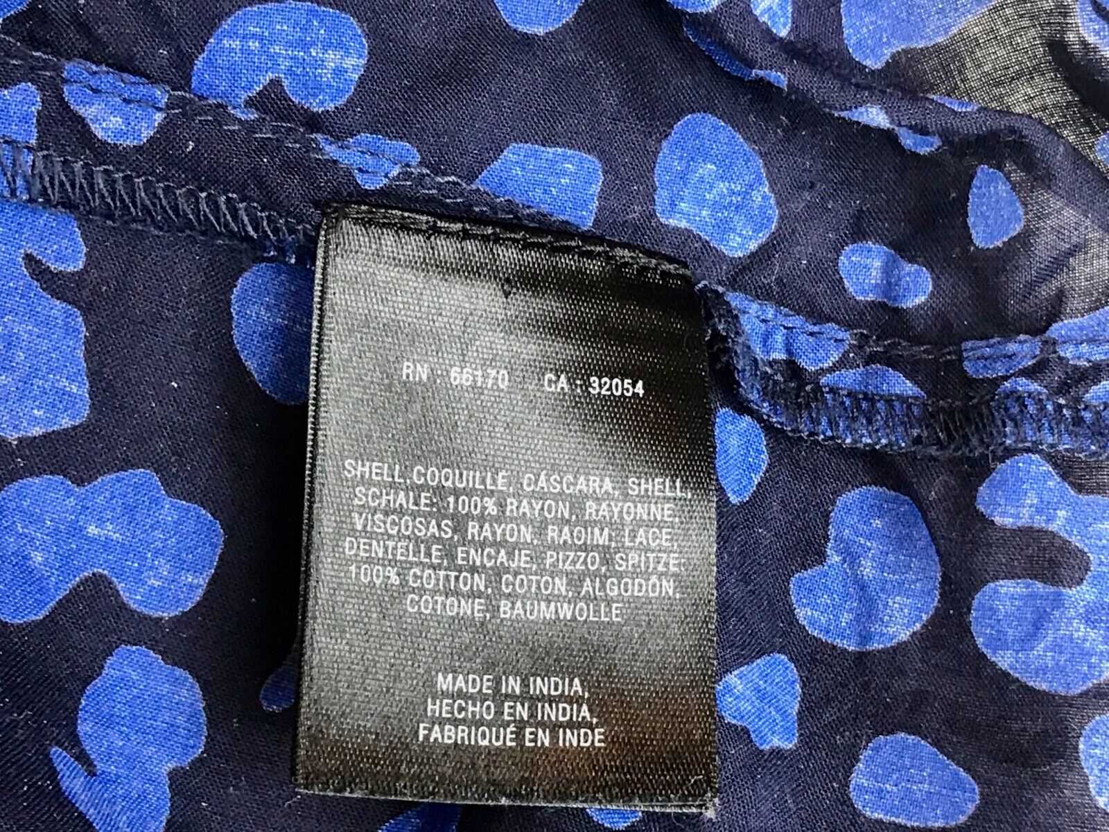 Anthropologie HD IN PARIS "Ressica" Blue Black Floral Lace Hi Lo Tunic Top S