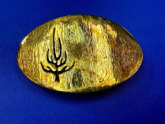 Black inland Fall Tree Small Hippy Vibe Brass Belt Buckle for up to a 1.25" belt