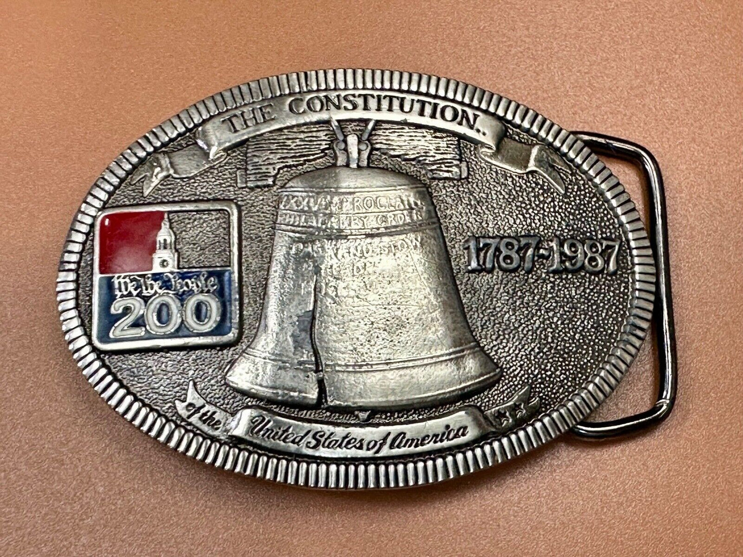 USA 200 year Celebration of the constitution Patriotic Liberty bell belt buckle