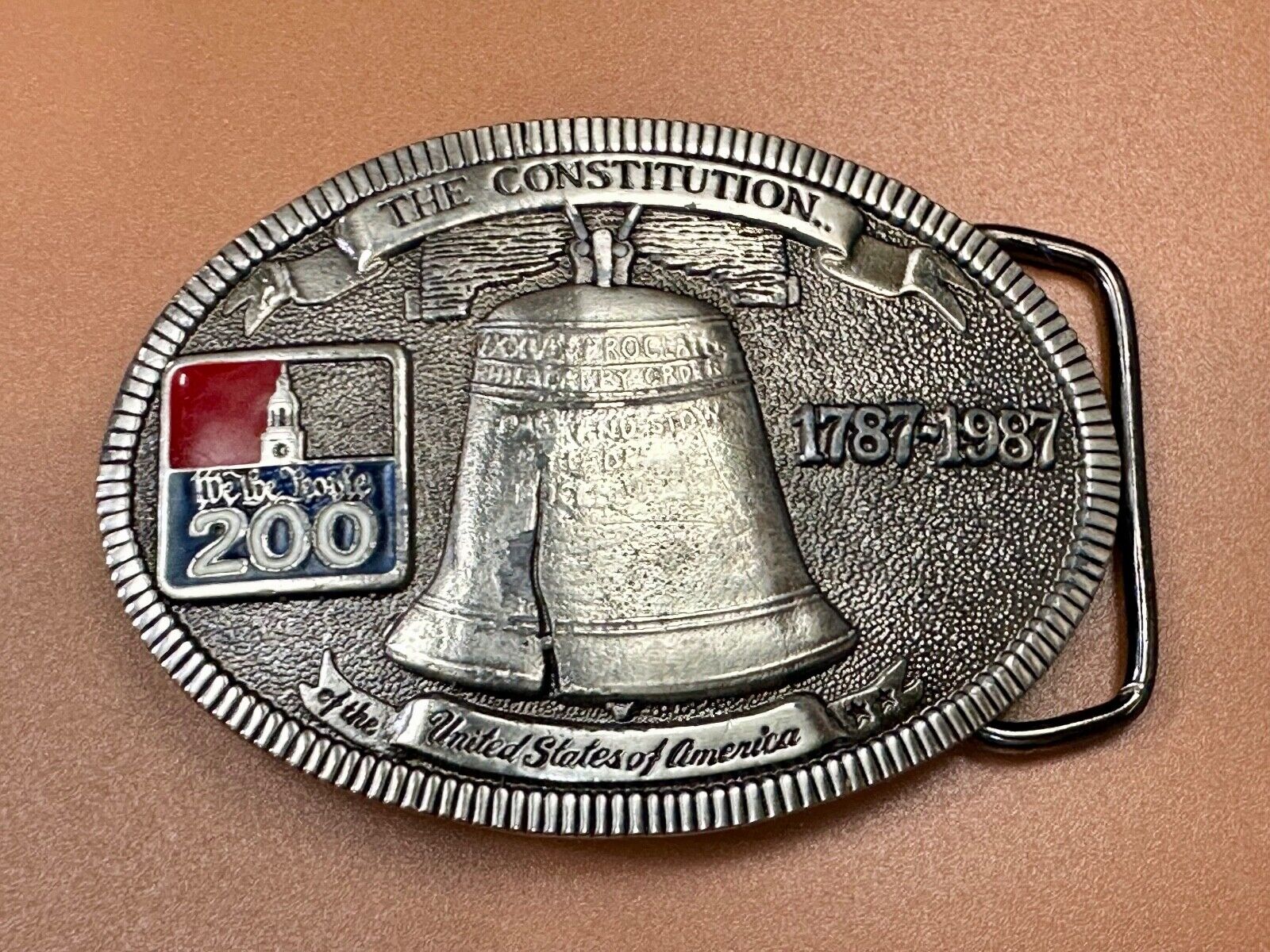USA 200 year Celebration of the constitution Patriotic Liberty bell belt buckle