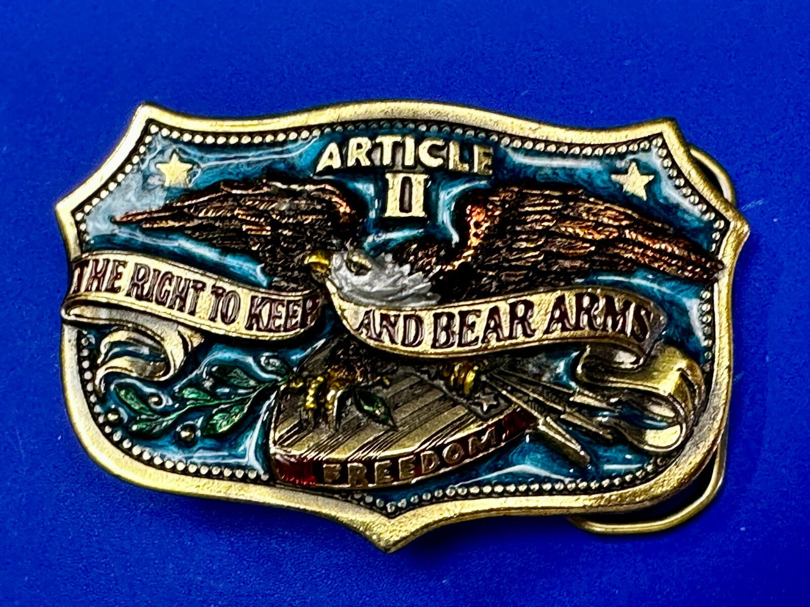 The Right To Keep and Bear Arms Article II VTG 1982 Great American Belt Buckle