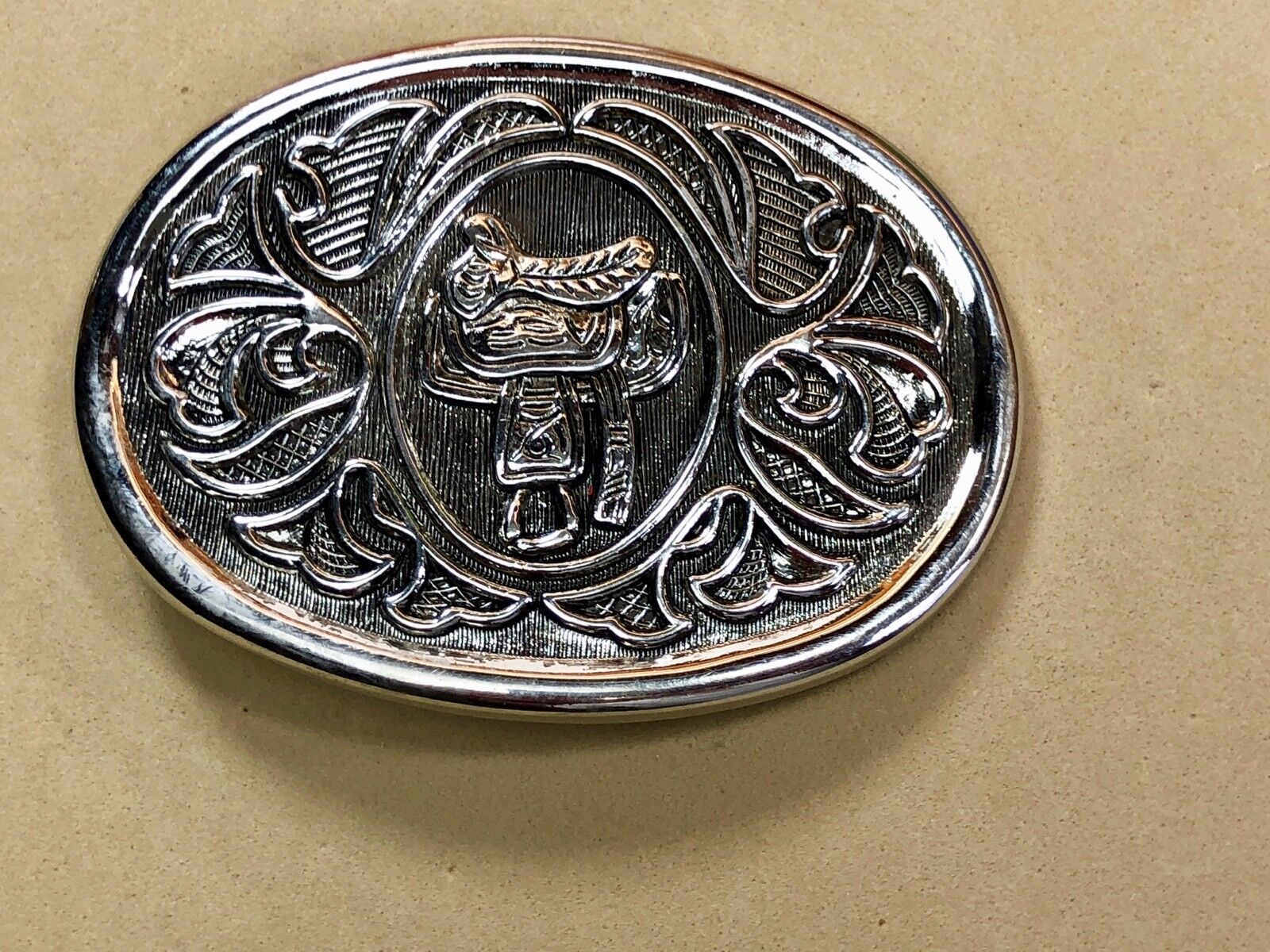 Vintage Horse Cowboy Cowgirls Rising Saddle Belt Buckle Signed Avon  