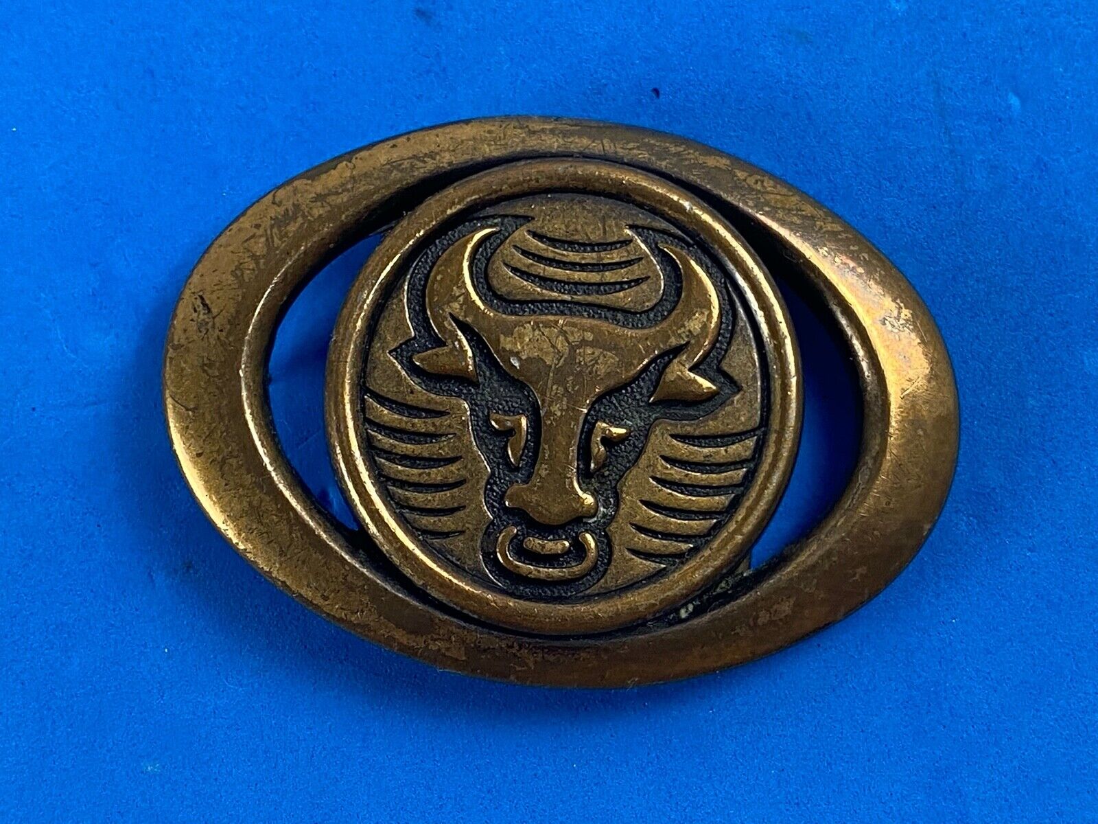 Vintage Diablo Cow Skull Western Belt Buckle 