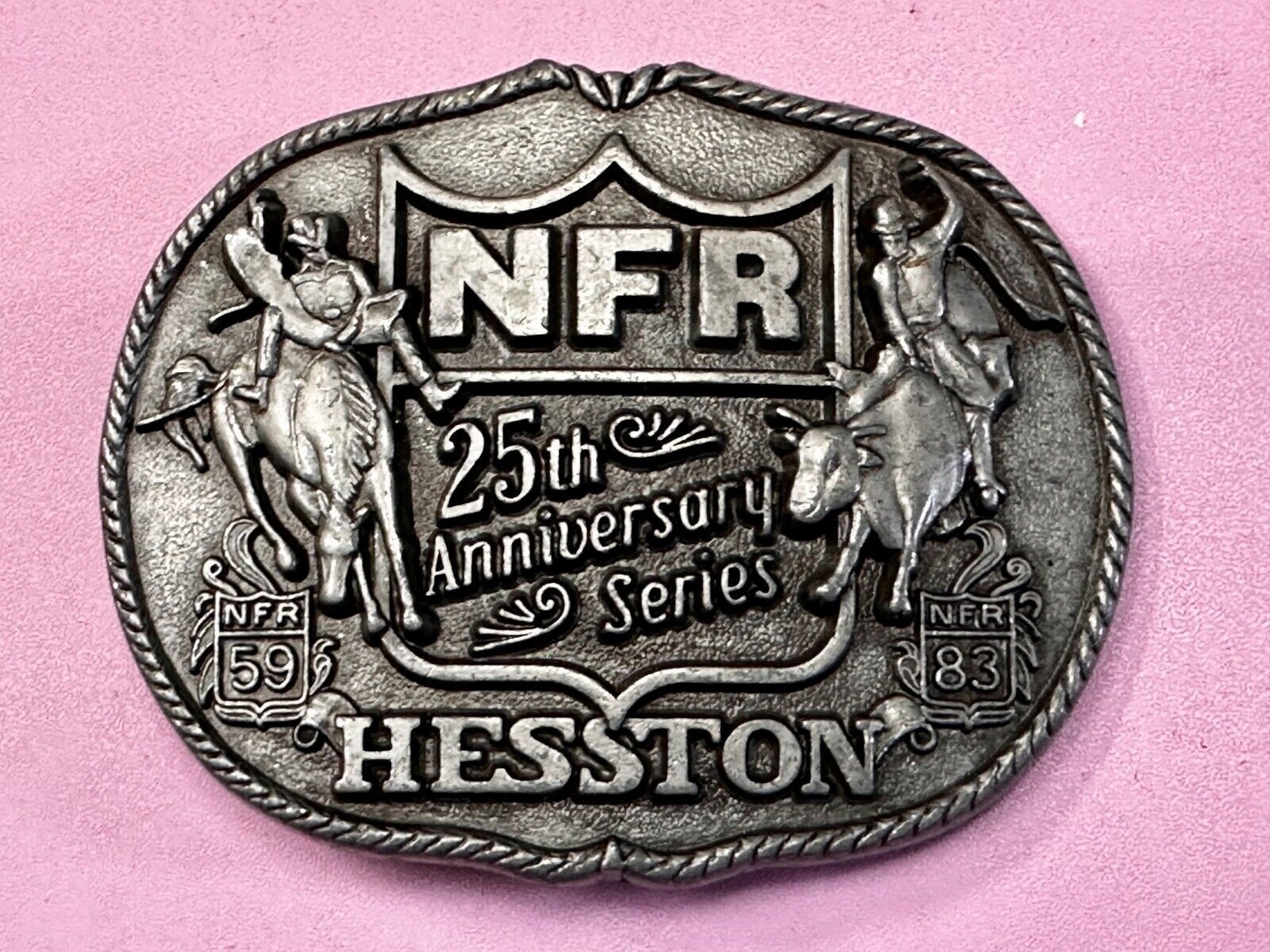 25th Anniversary  NFR Hesston National Finals Rodeo Cowboy Belt Buckle