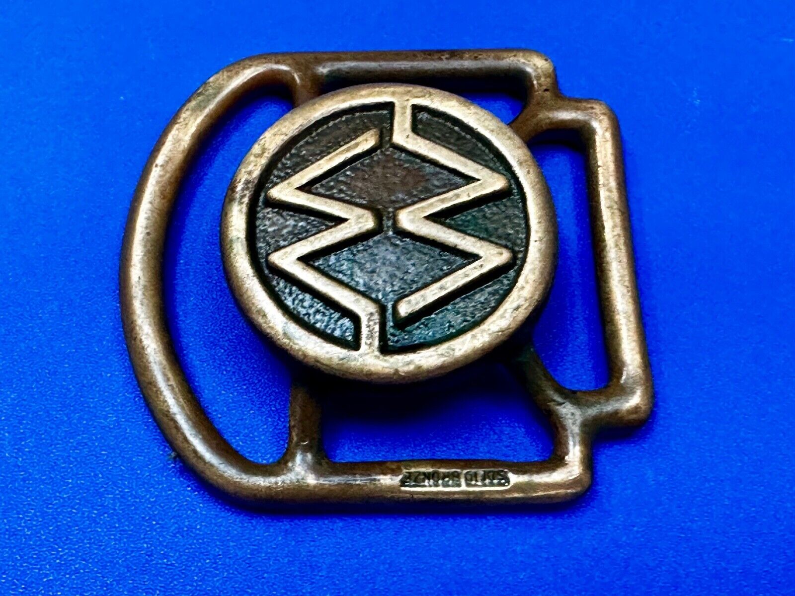 Unique Cutout Saw Waves RARE Hippie Boho Solid Bronze Belt Buckle Scarf Slide