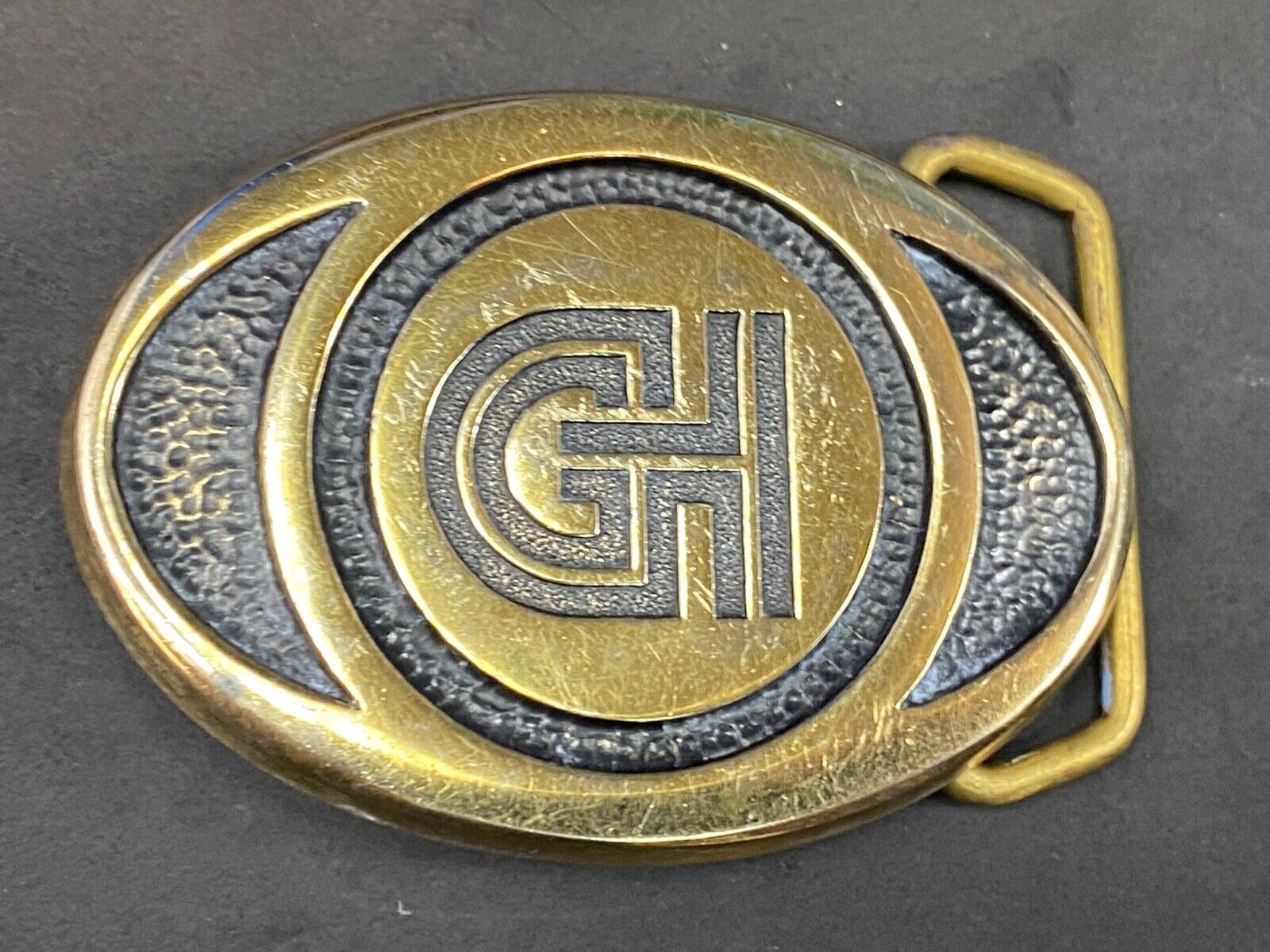 Vintage Ghi? Gi Company Promotional Solid Brass Belt Buckle Scotts Advertising