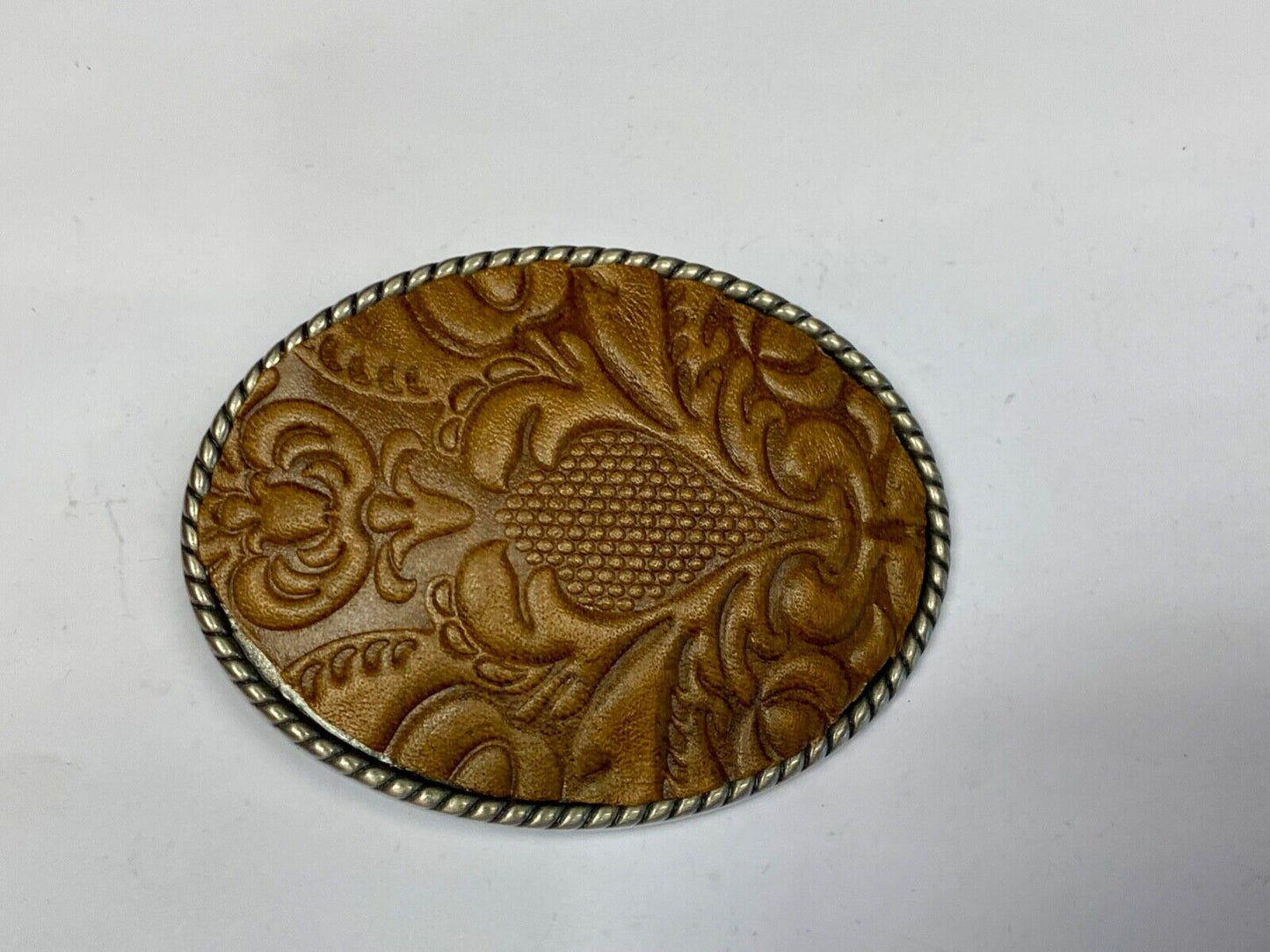 Vintage Ivan Western Brown Leather Theme Wallpaper Pattern Oval Belt Buckle