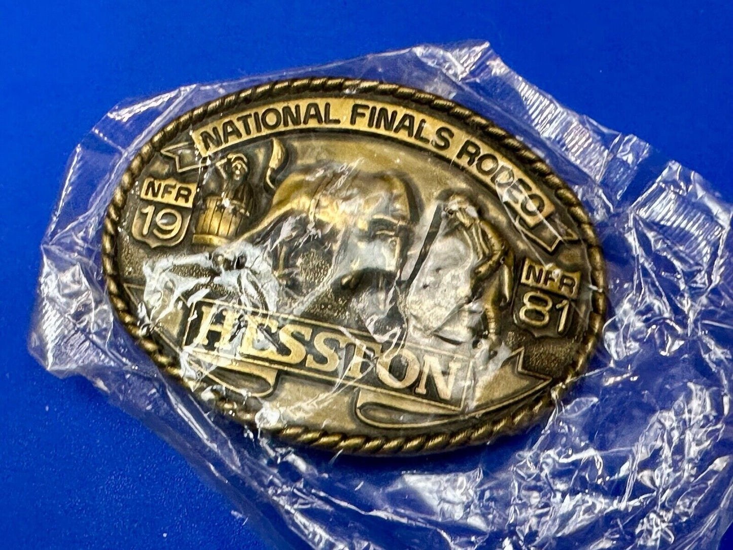 1981 Hesston National Finals Rodeo NFR Collectors Rodeo Cowboy NOS  Belt Buckle