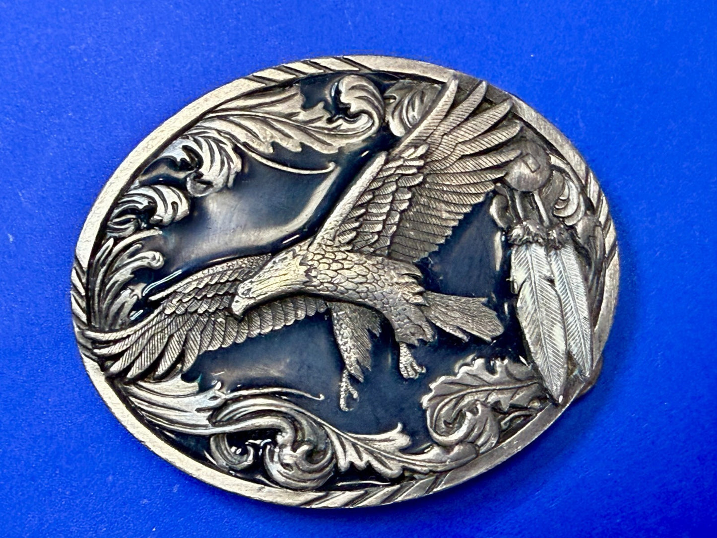 American Indian Flying Eagle Native Feather VTG 1995 Siskiyou Belt Buckle A-2