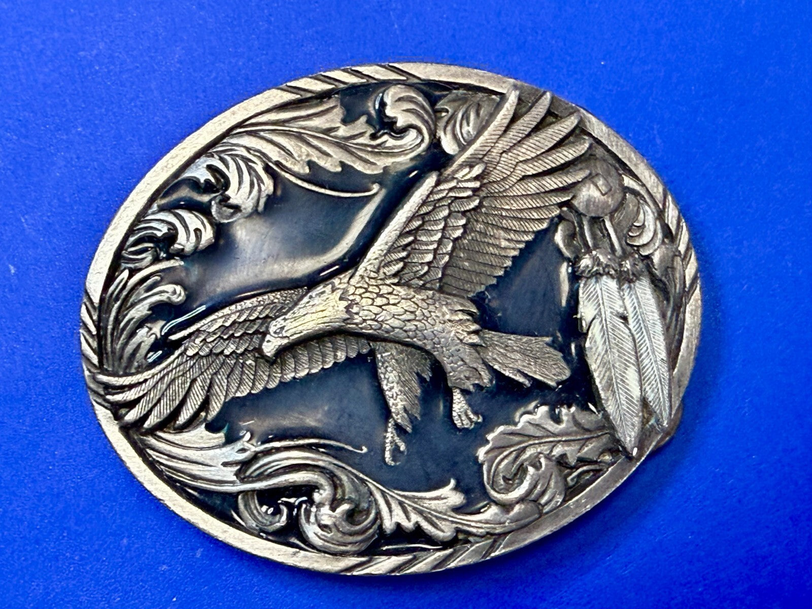 American Indian Flying Eagle Native Feather VTG 1995 Siskiyou Belt Buckle A-2