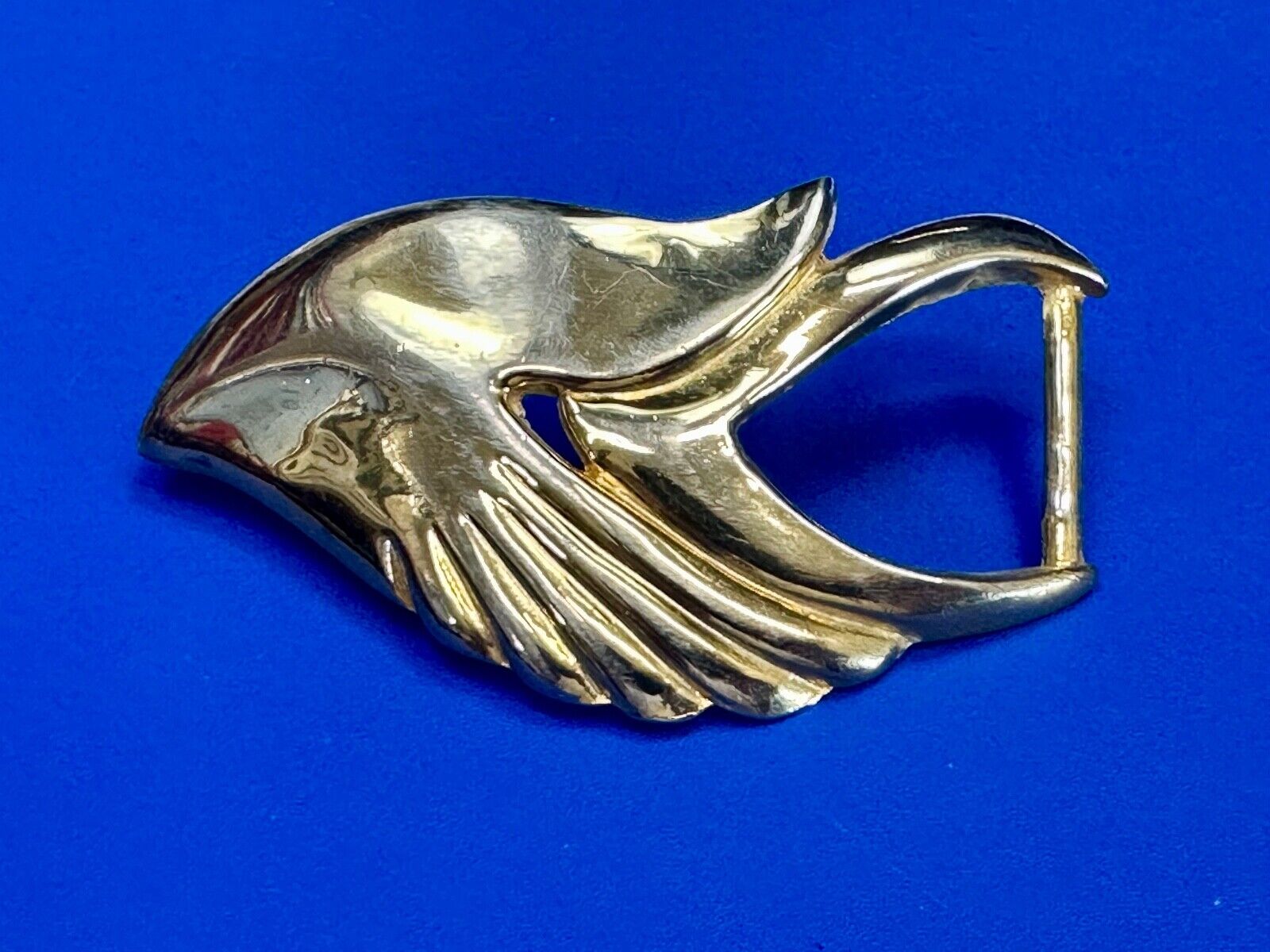 Abstract Art - Wings  gold tone belt buckle signed Leather shop