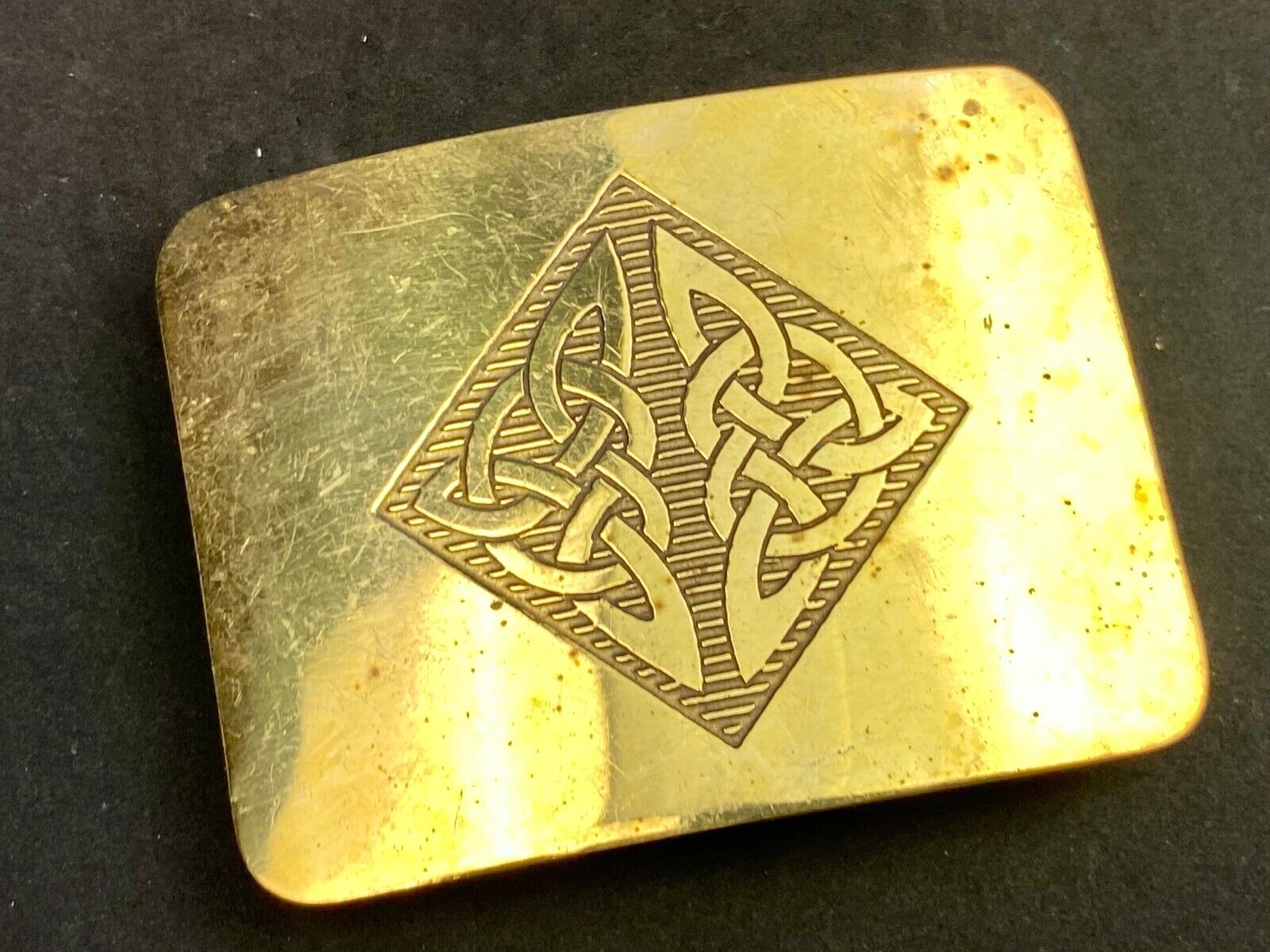 Antique Brass tone BOHO HIPPIE Ornate Lines Pattern Belt Buckle 