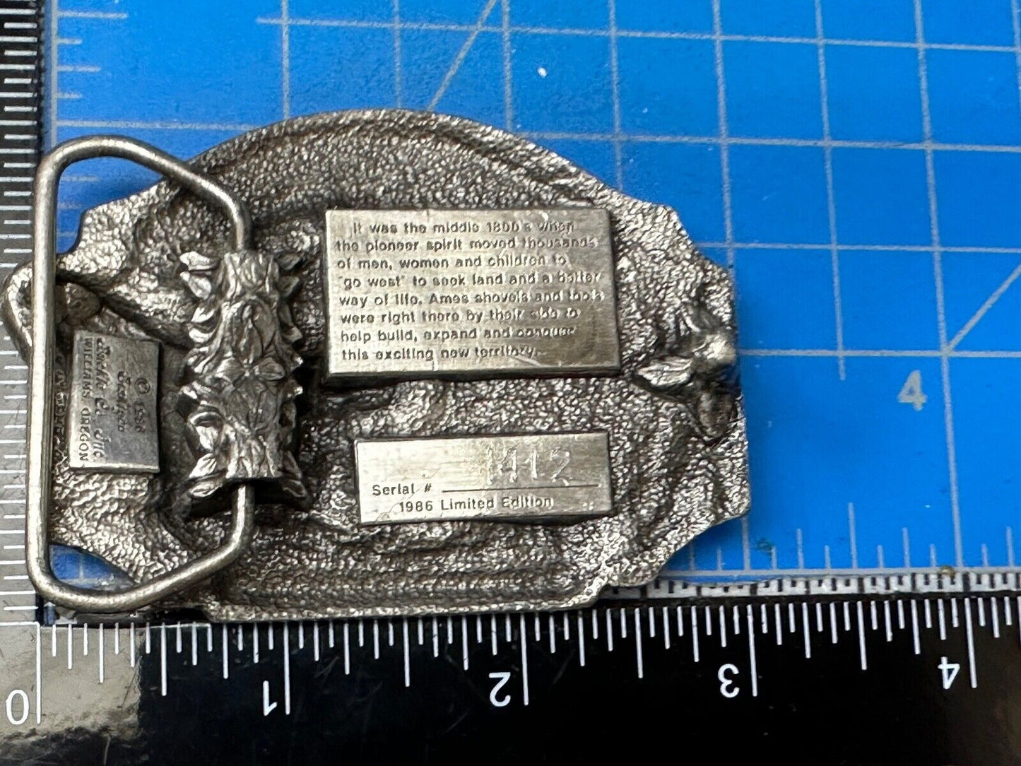 Ames Tools  Pioneers Conquer the West Belt Buckle, 1986 Siskiyou Belt Buckle