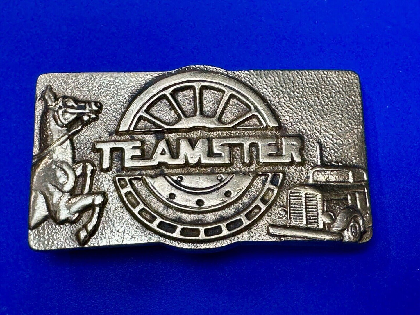 Teamster Union Vintage Solid Brass Belt Buckle  Horse Truckers