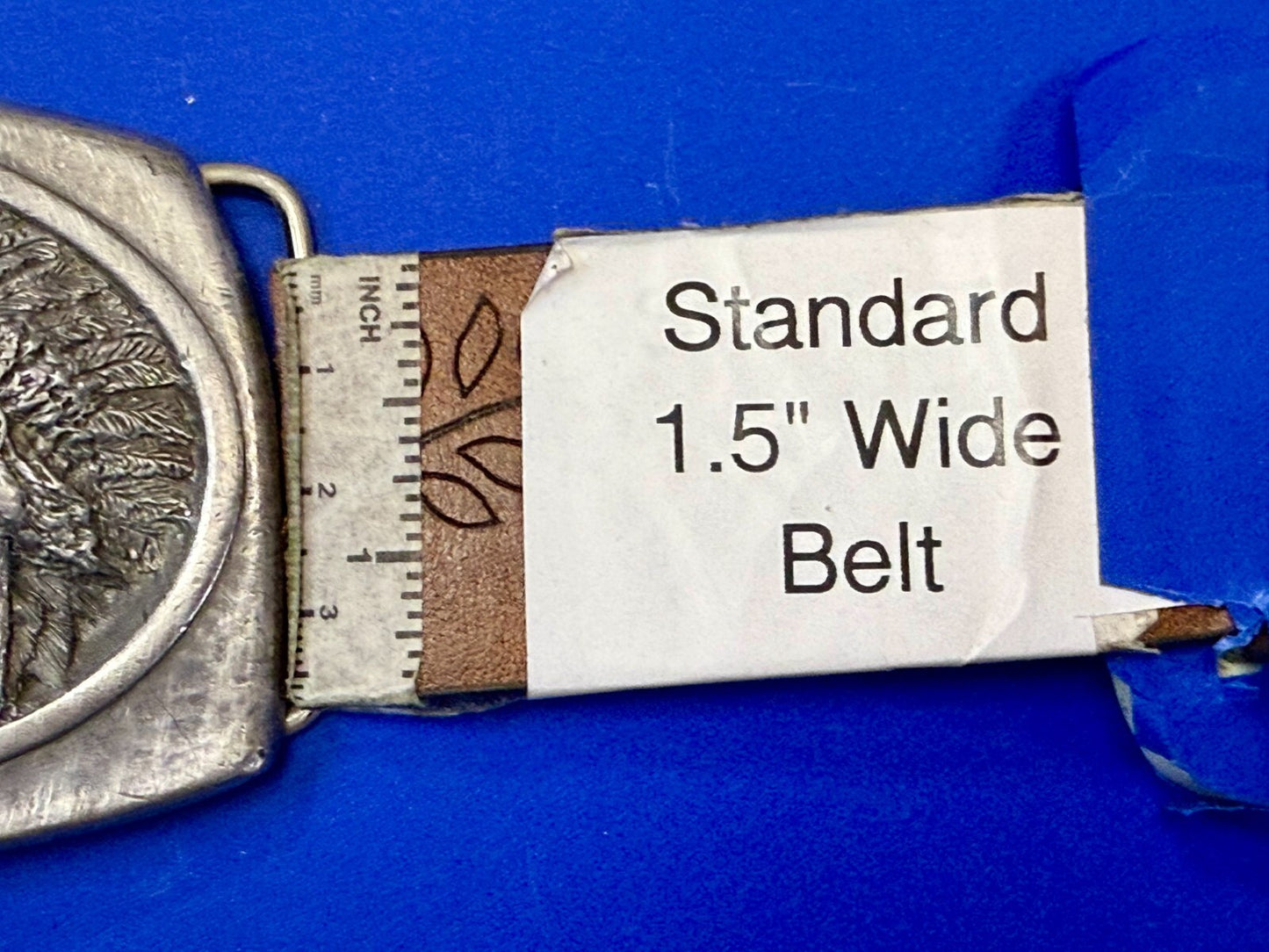 American Indian Chief Head with Headdress Silver Tone VTG 1988 C+J Belt Buckle