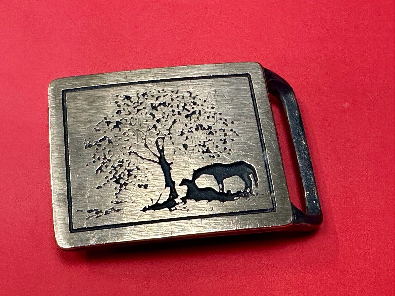 Two Horses - Vintage Tech Ether Guild ART belt buckle