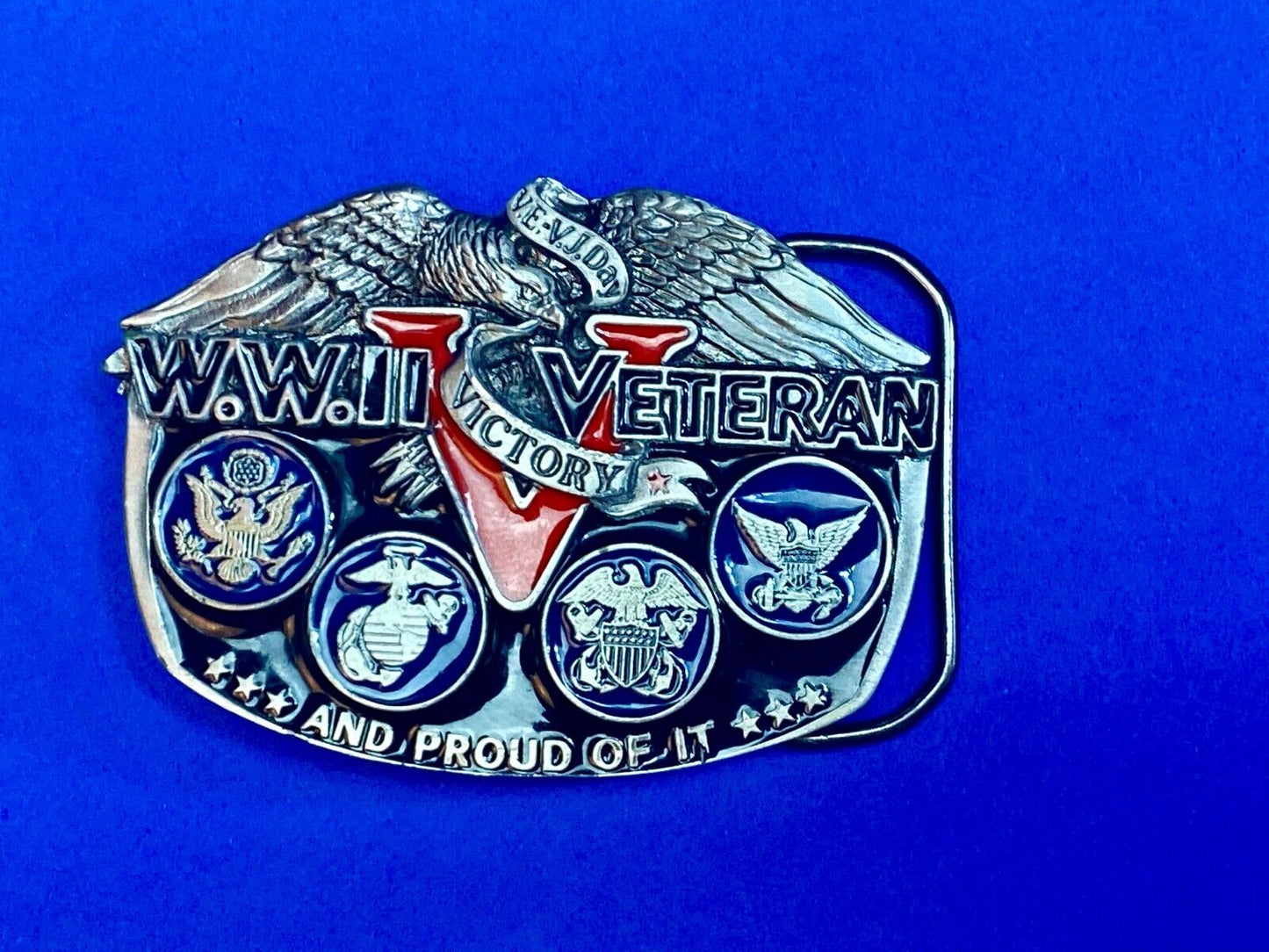 Usa Army World War Ww2 Veteran And Proud Of It! Great American Belt Buckle 