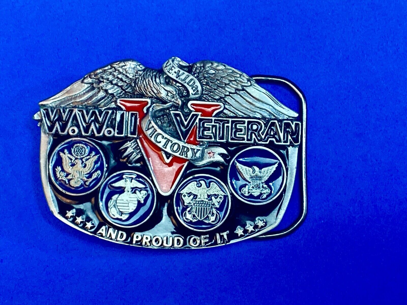 Usa Army World War Ww2 Veteran And Proud Of It! Great American Belt Buckle 