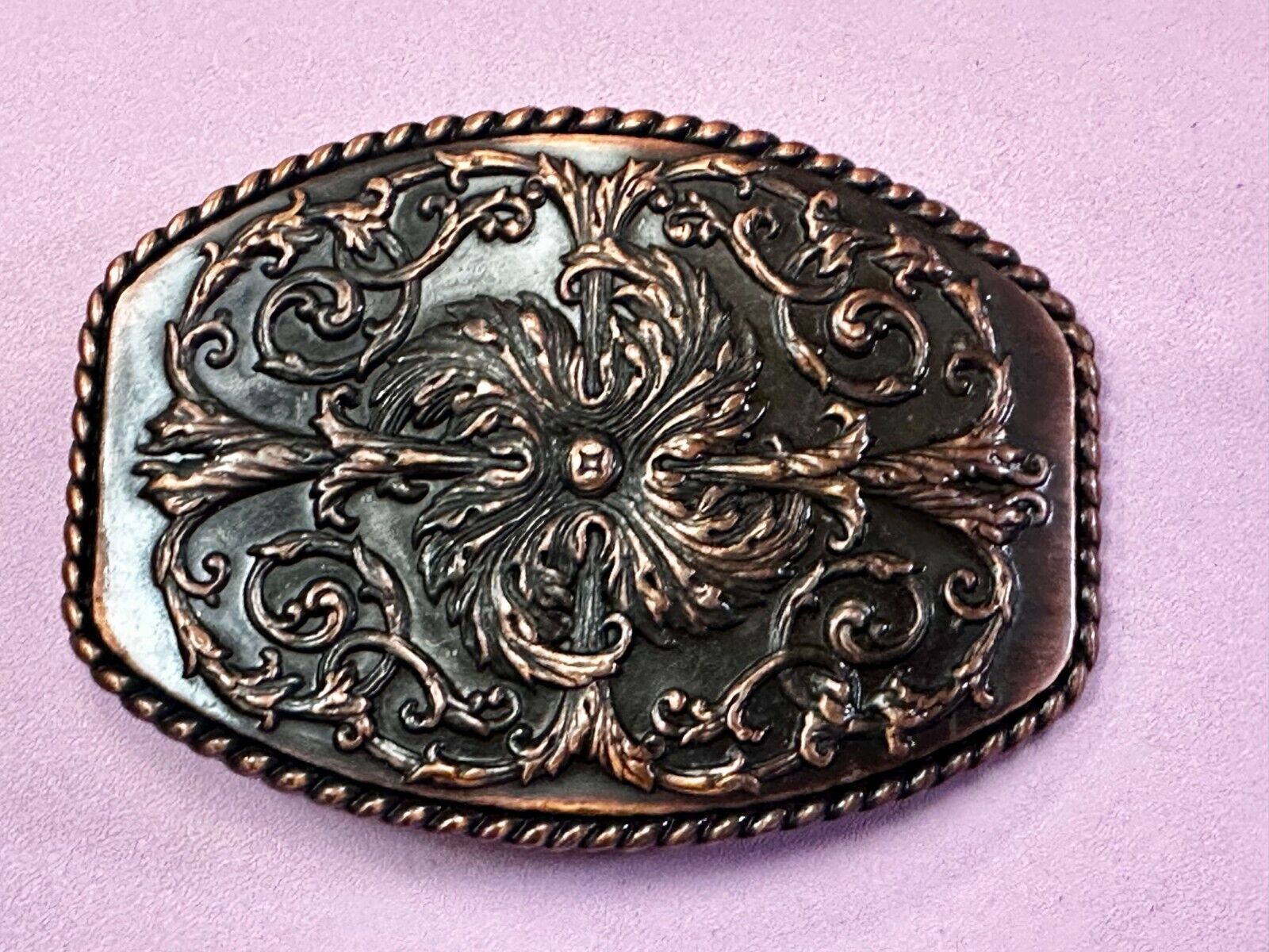 Unique Brown Color Detailed Floral Theme Replacement Belt Buckle