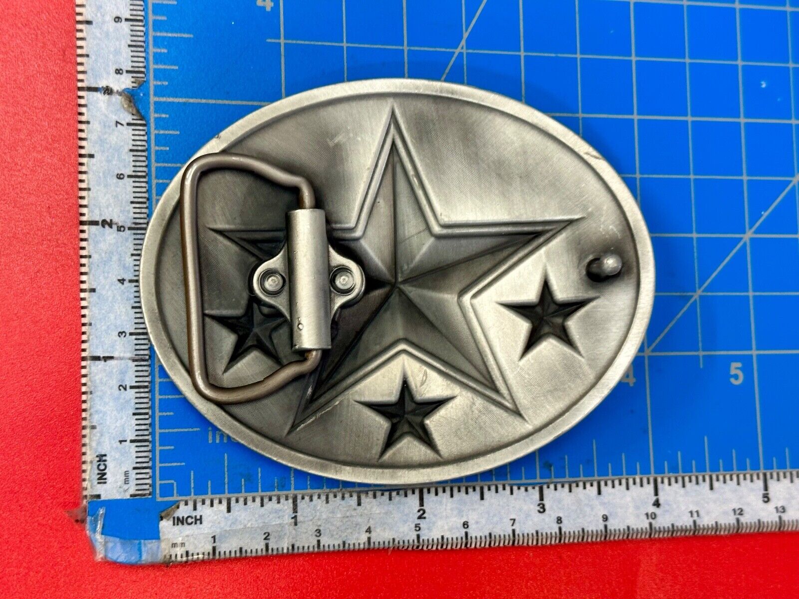 3d Nautical Celtic STAR in flames silver tone oval 4" wide belt buckle