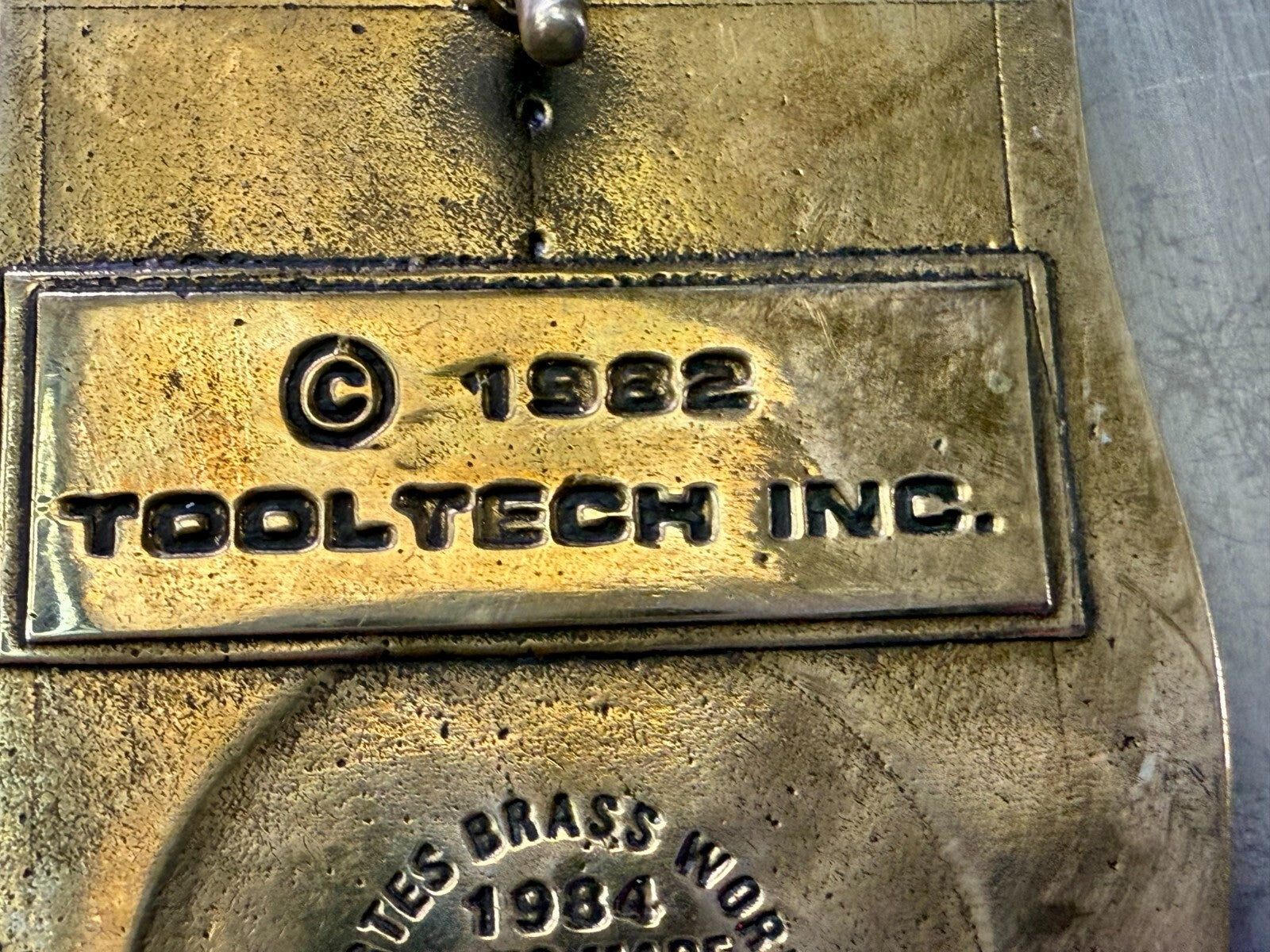 Tooltech Still Turnin To The Right Solid Brass VTG 1984 Anacortes Belt Buckle