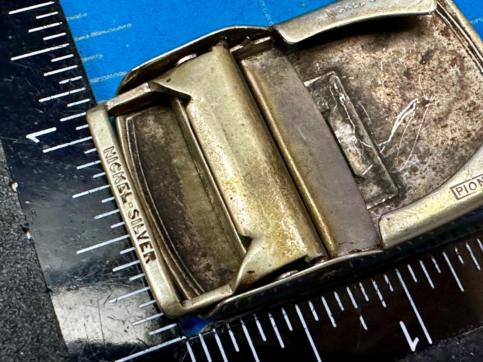 Antique Letter Monogram Initial H Art Deco Nickel Silver Belt Buckle by Pioneer