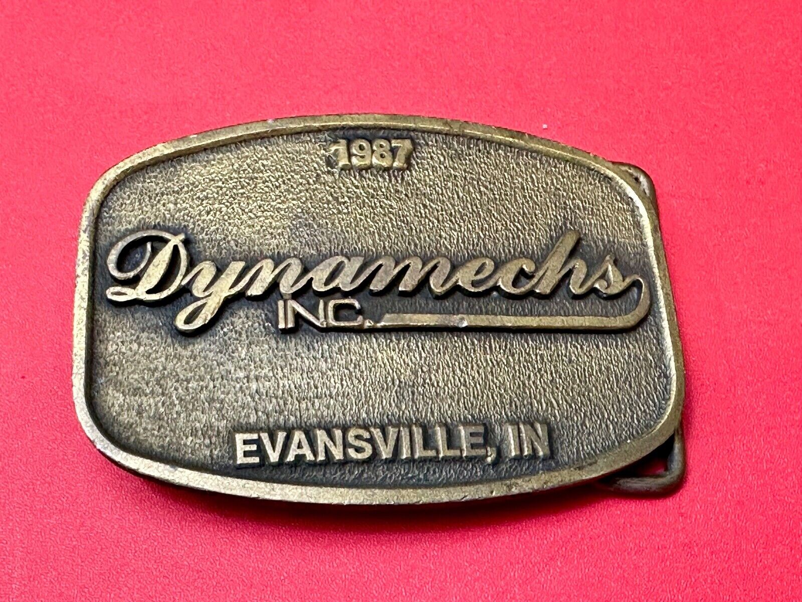 Vintage 1987 Dynamechs INC  Evansville IN Truck Service  belt buckle by CD Hit