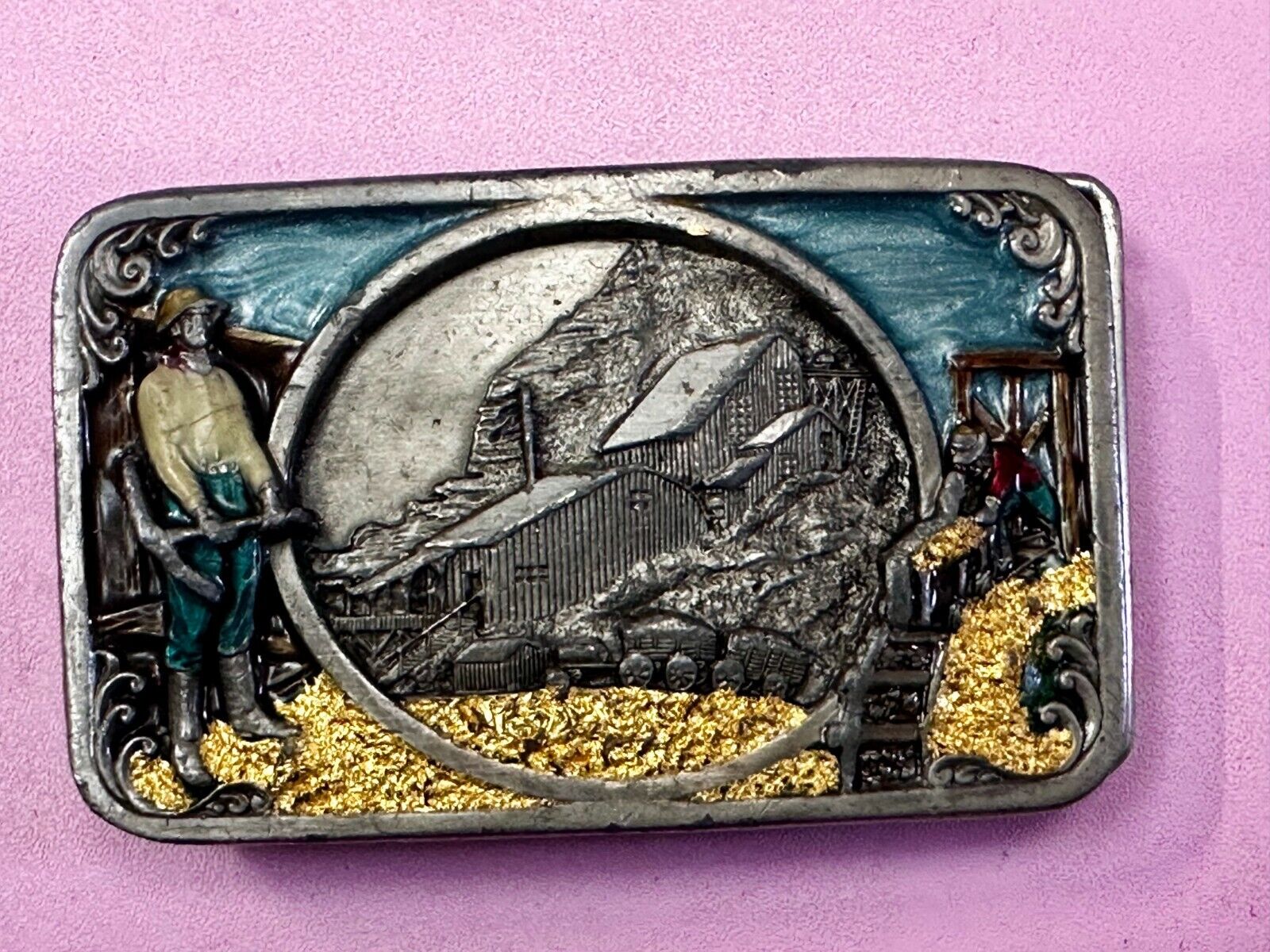 Underground Miners Processing Mill Historical Vintage 1983 Siskiyou Belt Buckle