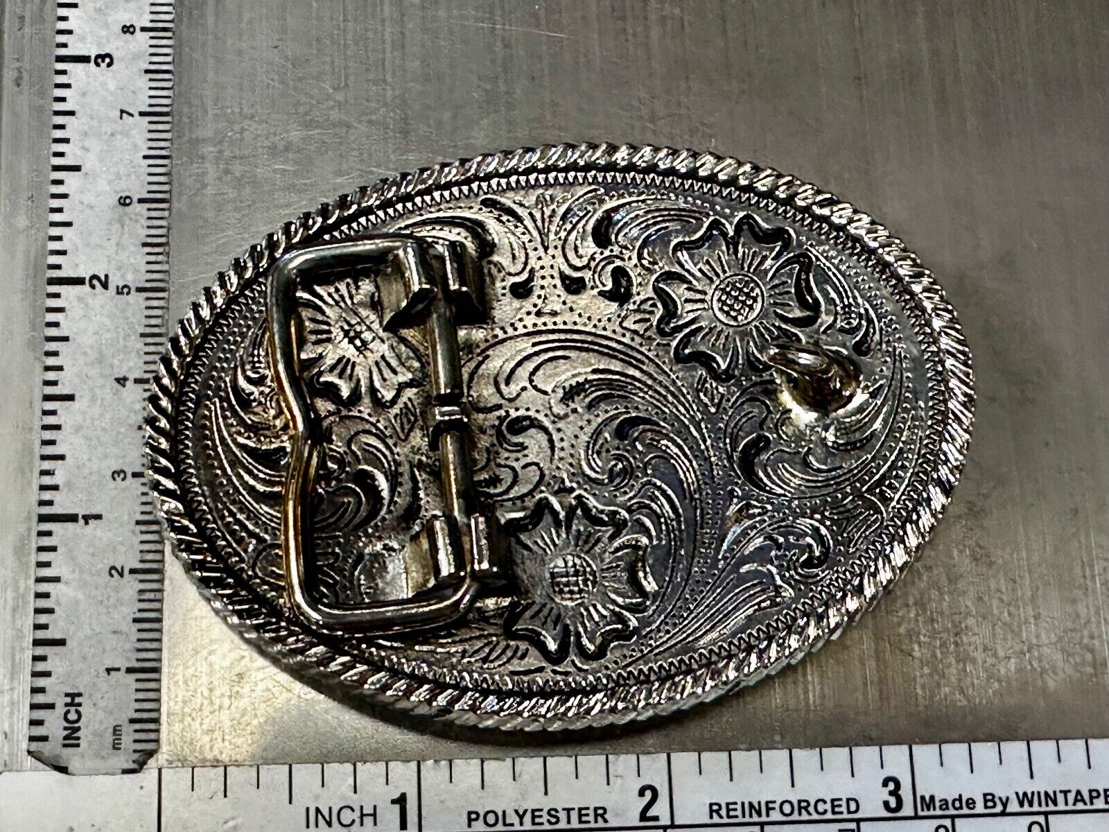 Texas Longhorn Steer Bull Ornate Two-Tone Vintage Oval Belt Buckle