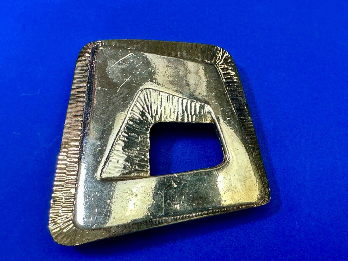 Abstract Open Work Cut Out  Brass Tone Hippy Boho Belt Buckle