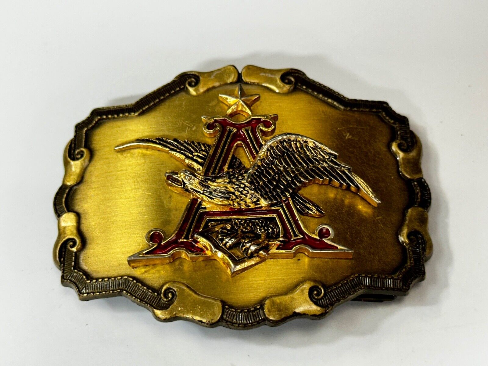 Anheuser Busch Beer Eagle Emblem Belt Buckle USA Rain-Tree 2 1/2 x 3 3/4
