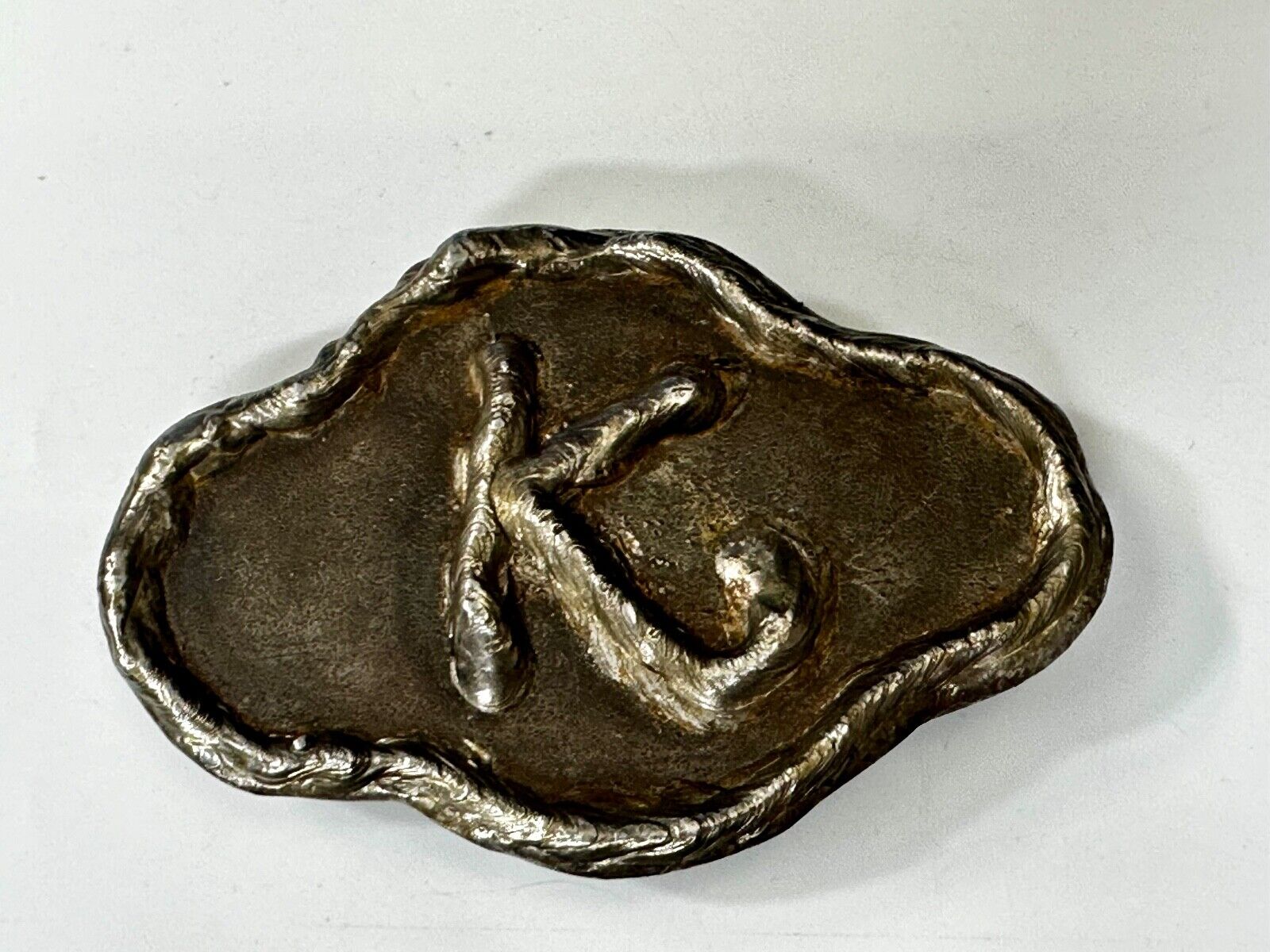Artisan Initial Letter K  - Large Chunky Metal outlined Belt Buckle