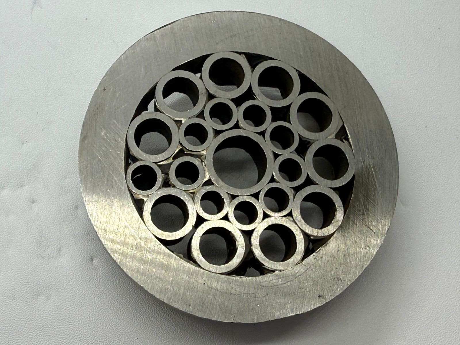 Artisan Welder Art Abstract Open Work Circles Round Silver Color Belt Buckle