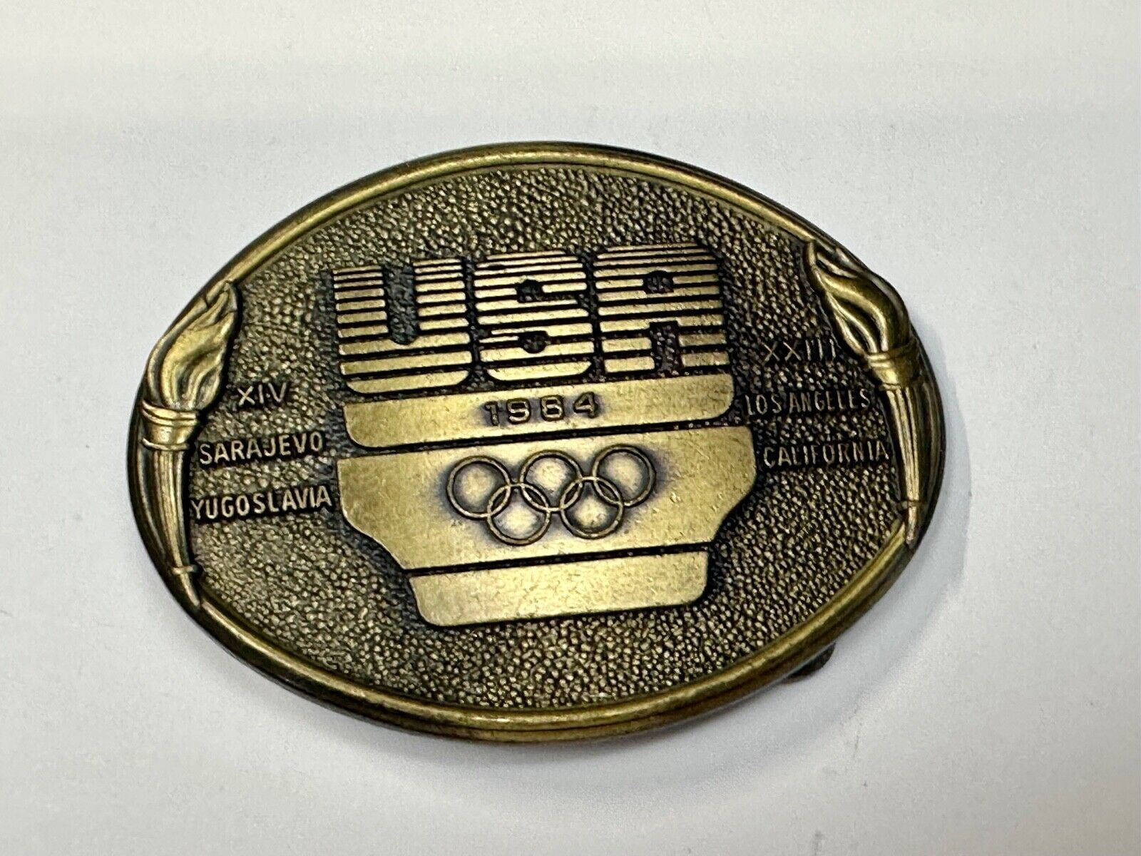Vintage Los Angeles 1984 US USA Olympics Team belt buckle