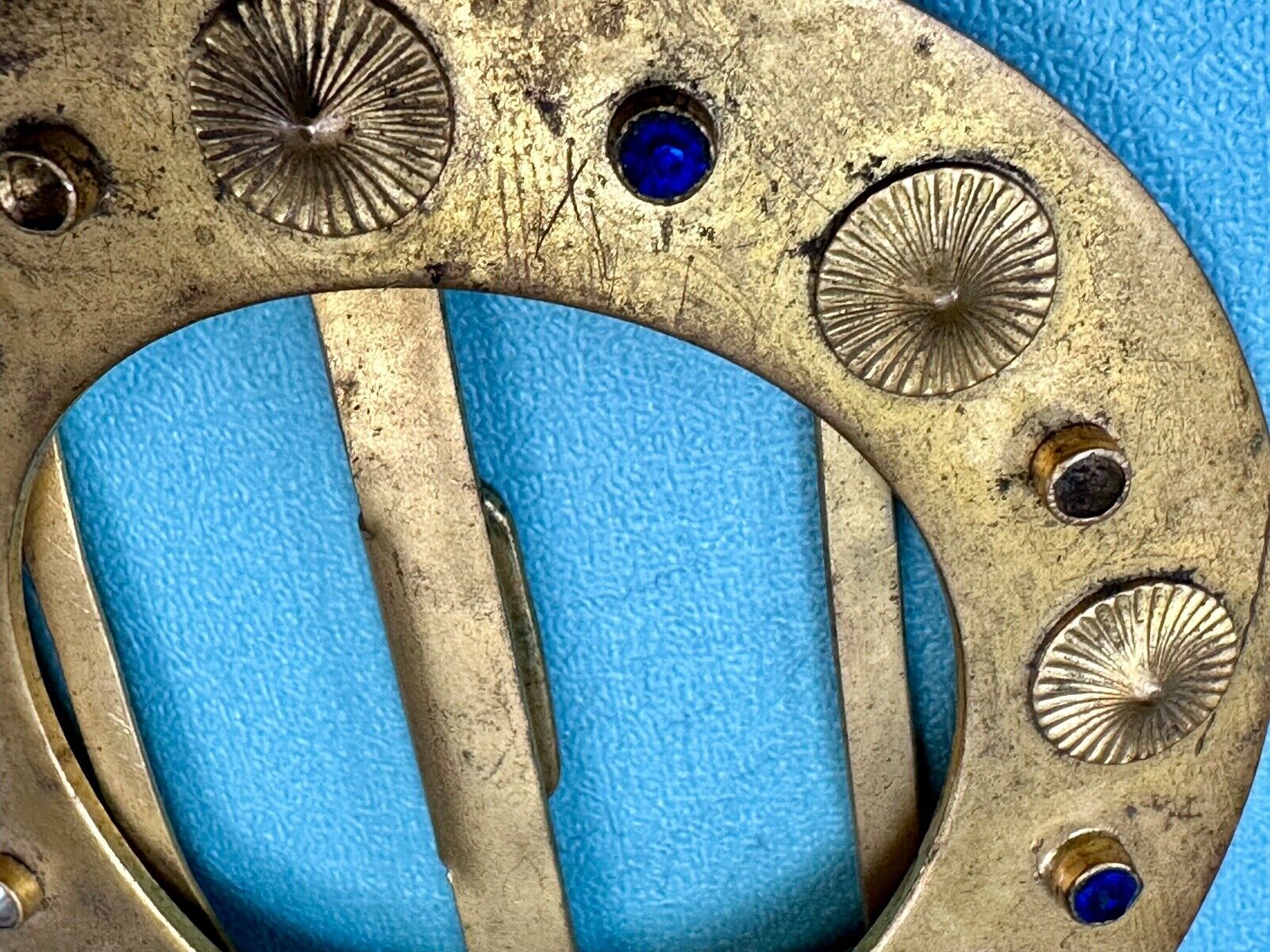 Turret & Bardach TB signed Antique round curved belt buckle slide sash