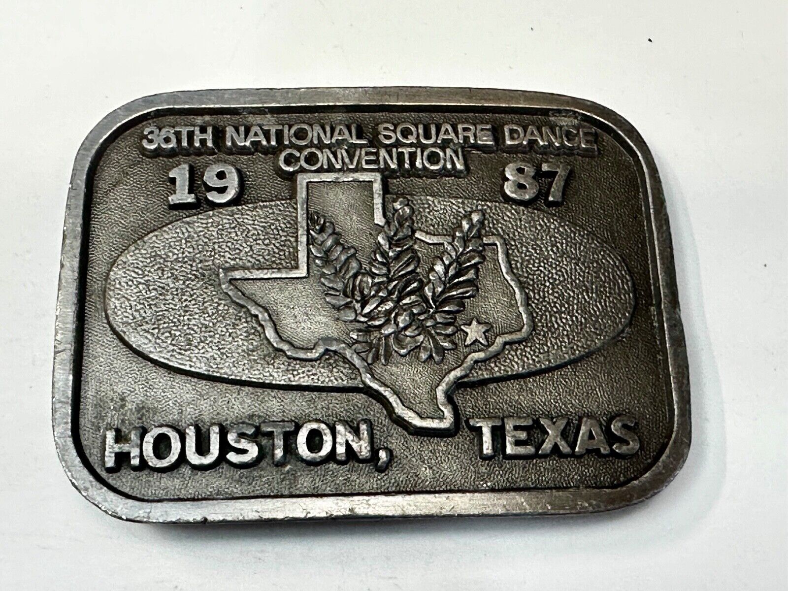 36th National Square Dance Convention 1987 Houston Texas Metal Belt Buckle