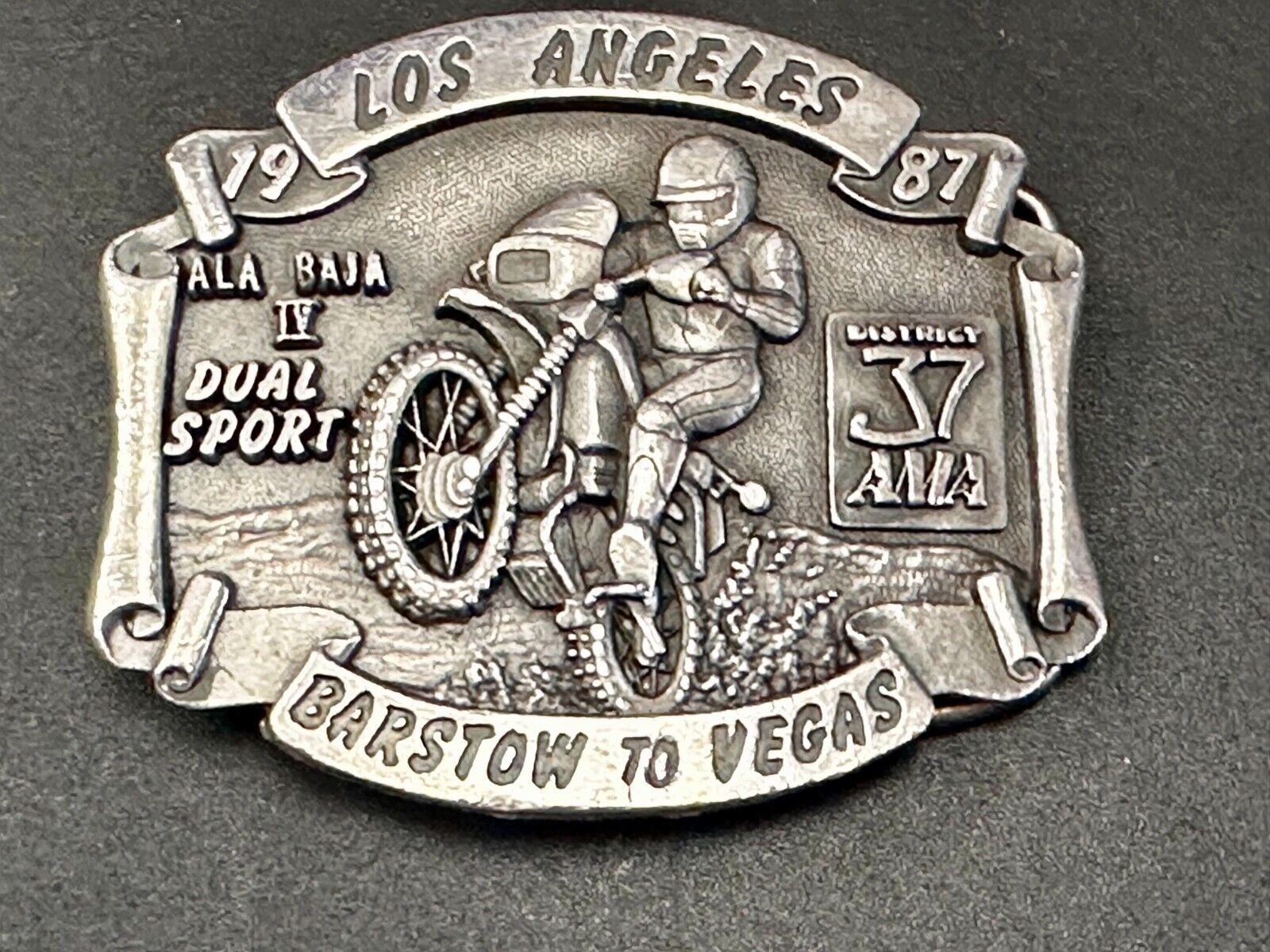 AMA Los Angeles to Barstow to Vegas 1987  Trail Ride Motorcycle Belt Buckle